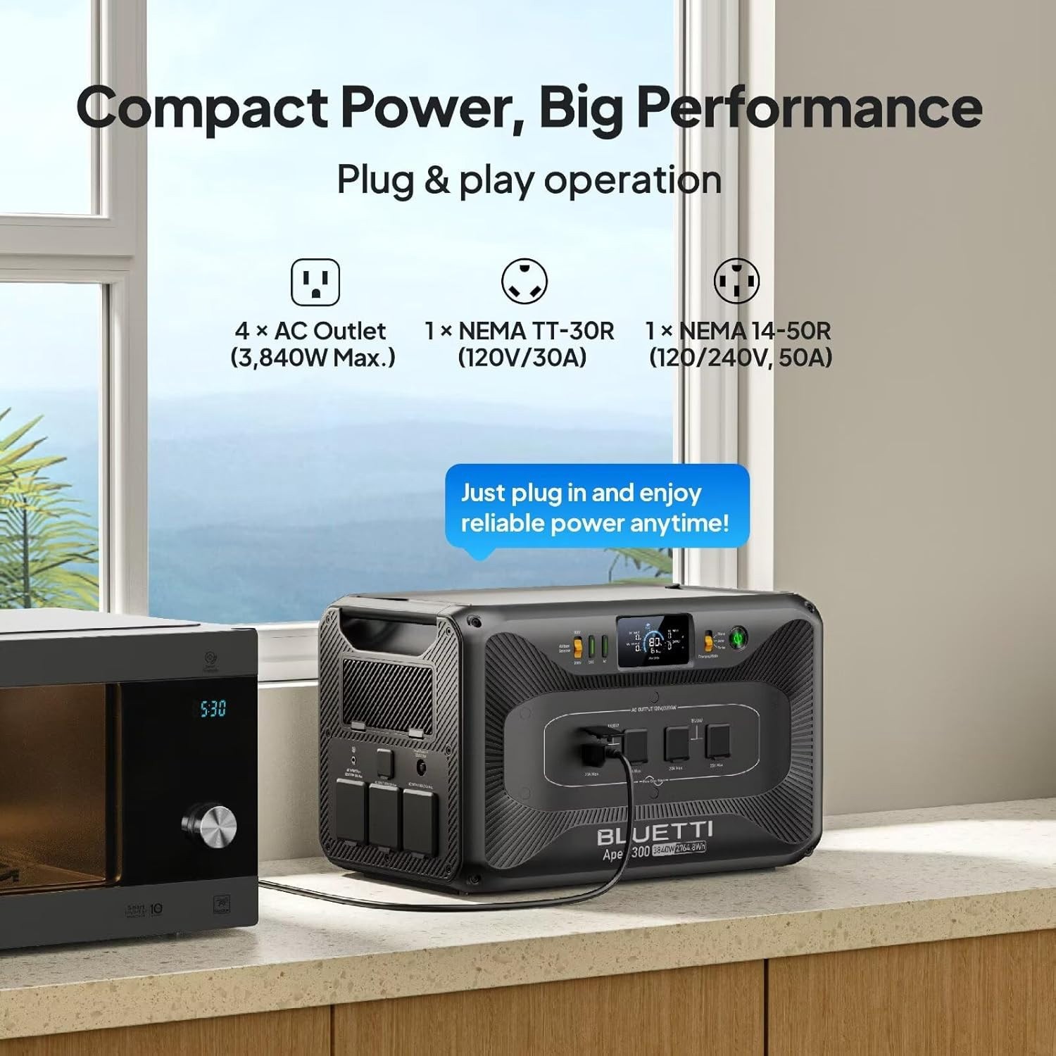 BLUETTI Apex 300 2764Wh 3840W Portable Power Station Expandable for Backup