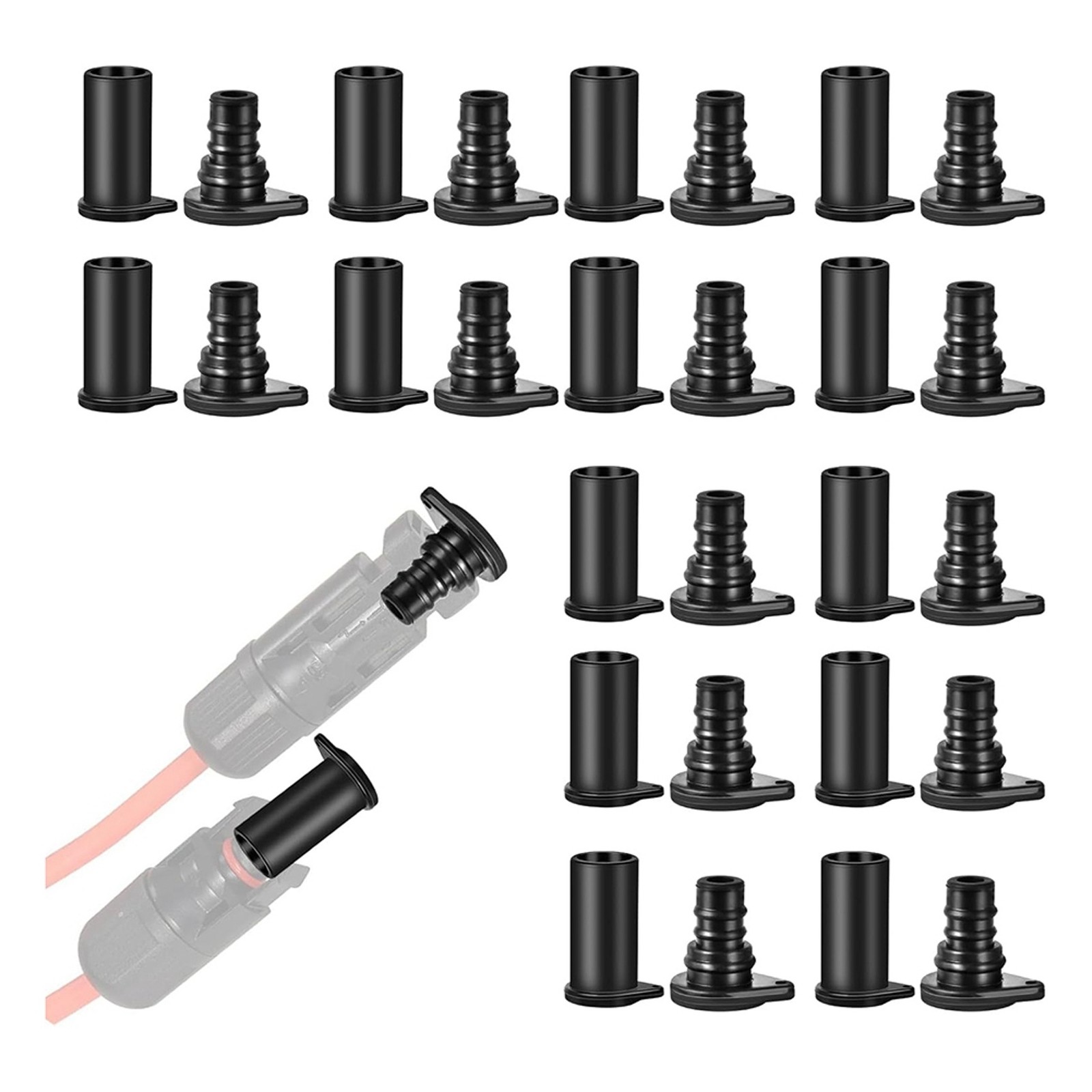 100 Pairs Solar Panel Connector Caps, Dustproof Solar Connector Caps,2227