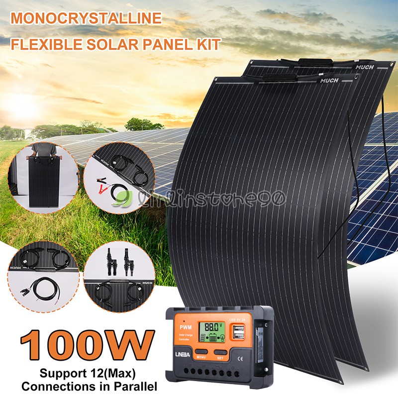 12V 200W Flexible Solar Panel Power Charge Camping Home RV & Battery Controller