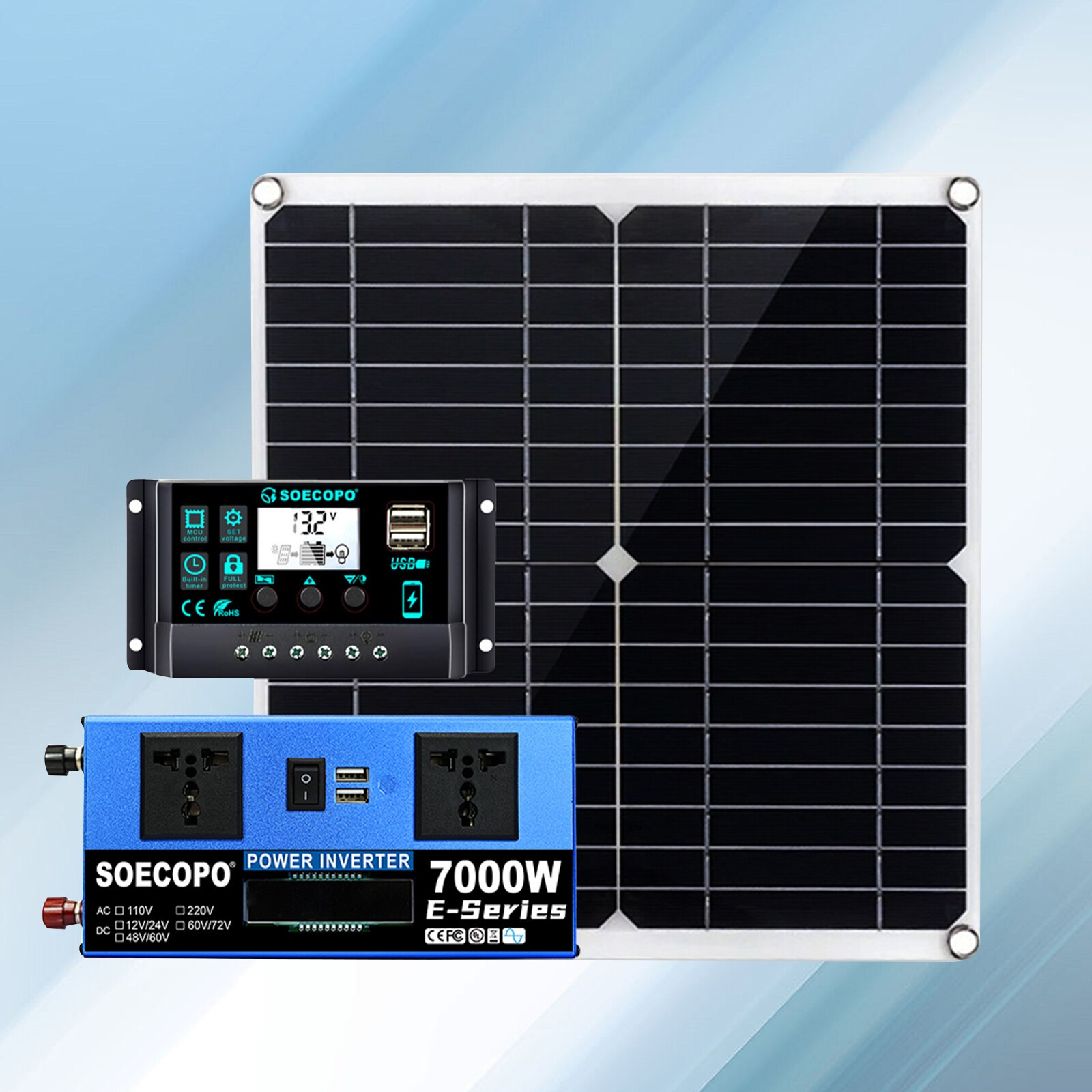 7000W Complete Solar Panel Kits Solar Power Generator 100A Home 110V/220V SystXr