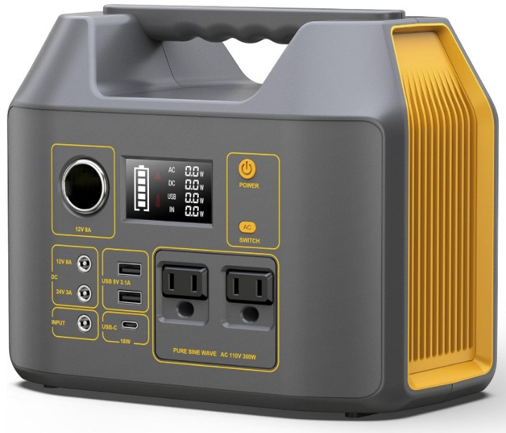 Estación de Energía Portátil 300W 296Wh con 2 AC Onda Pura para Emergencias