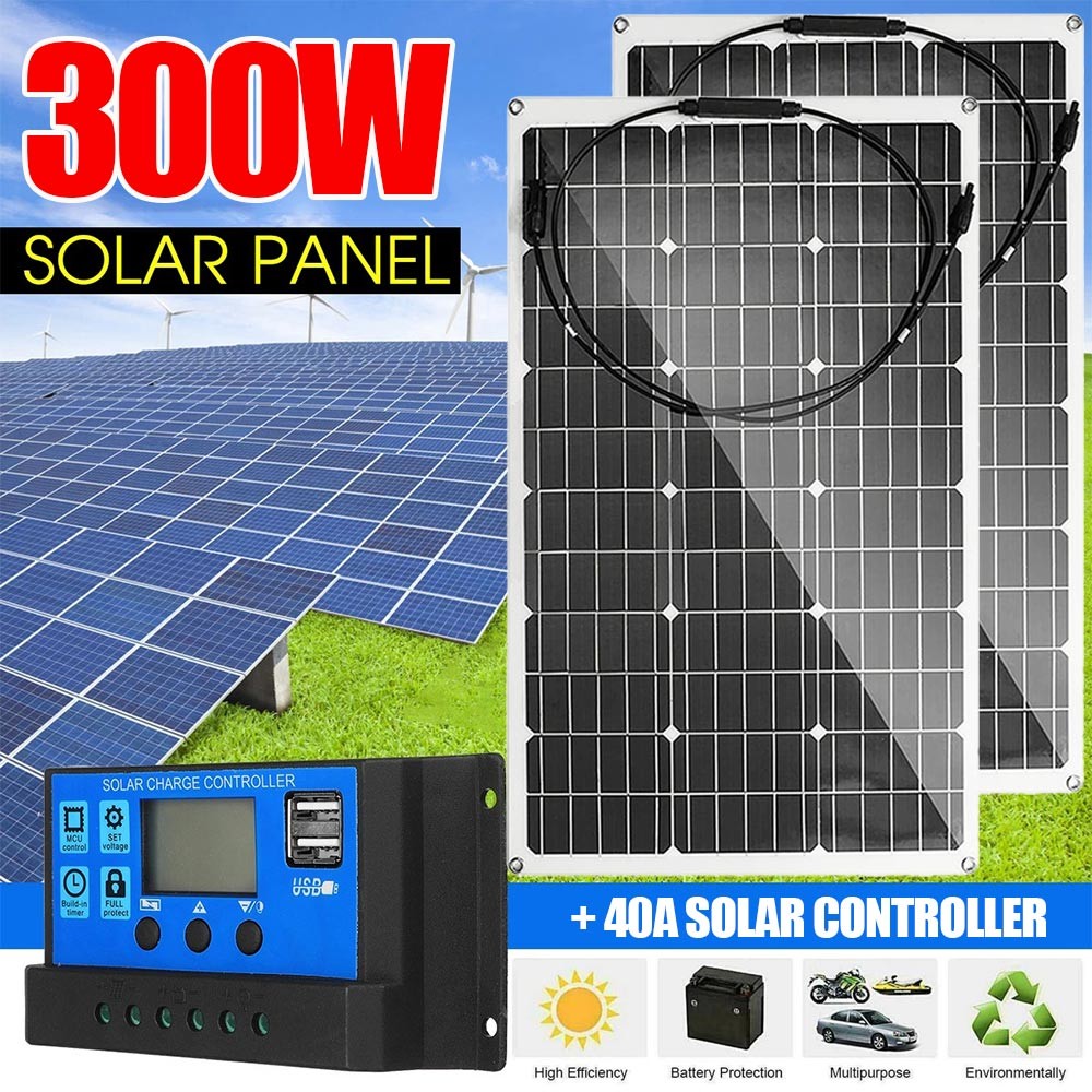 150W Flexible Solar Panel RV Rooftop Cabin Car Boat Home Camping Portable PV
