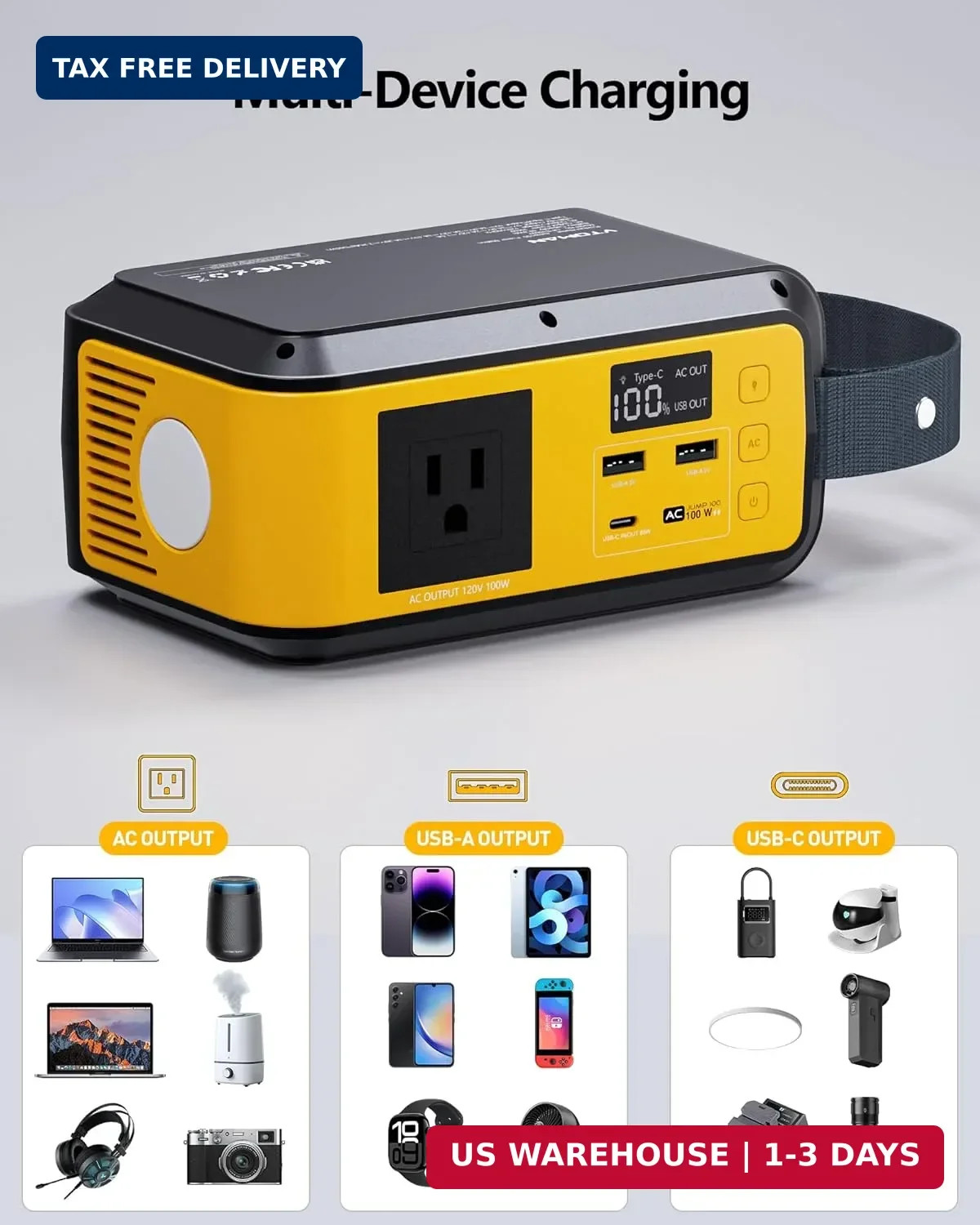 VTOMAN Jump 100 Portable Power Station, Solar Generator LiFePO4 Battery Power St