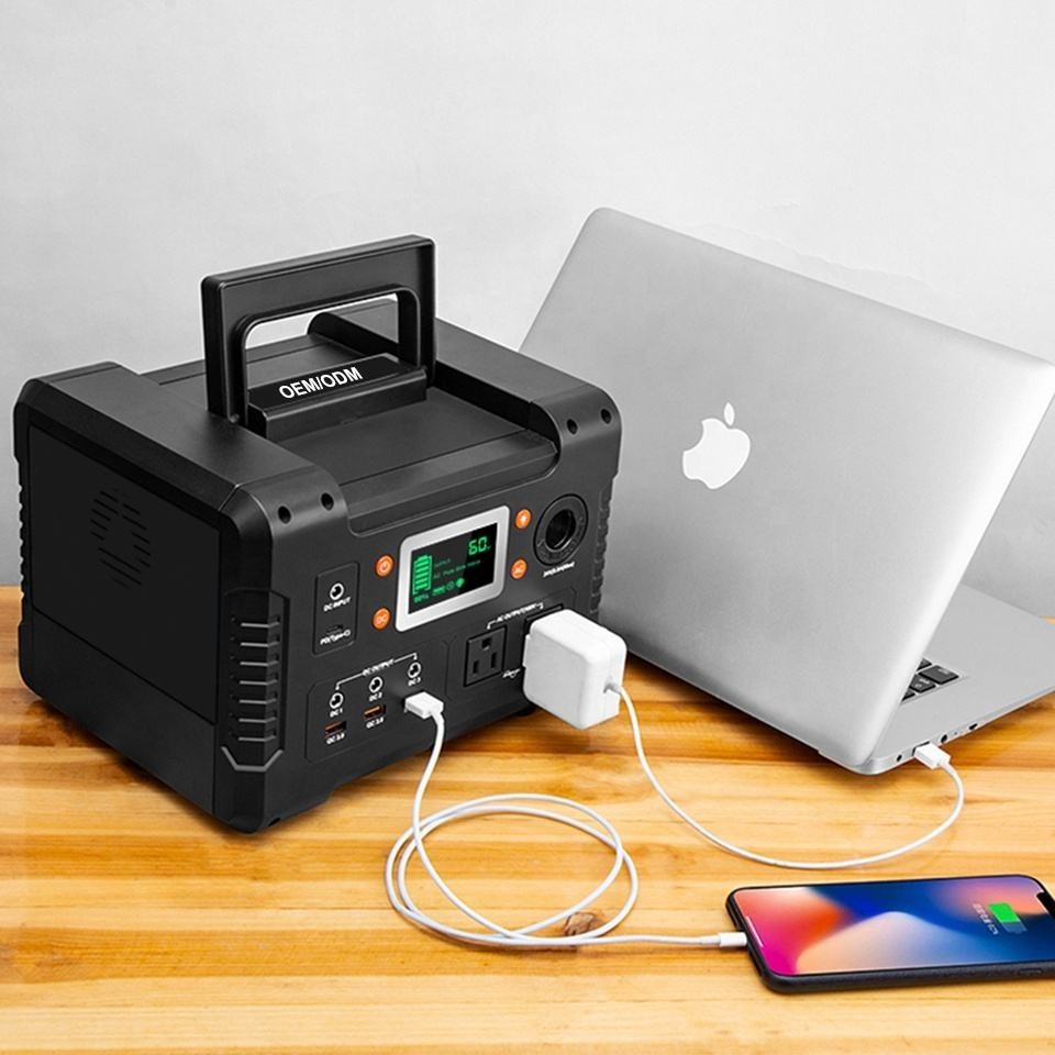 Orange 600W Outdoor Portable Lithium Battery Solar Power Bank Station Camping