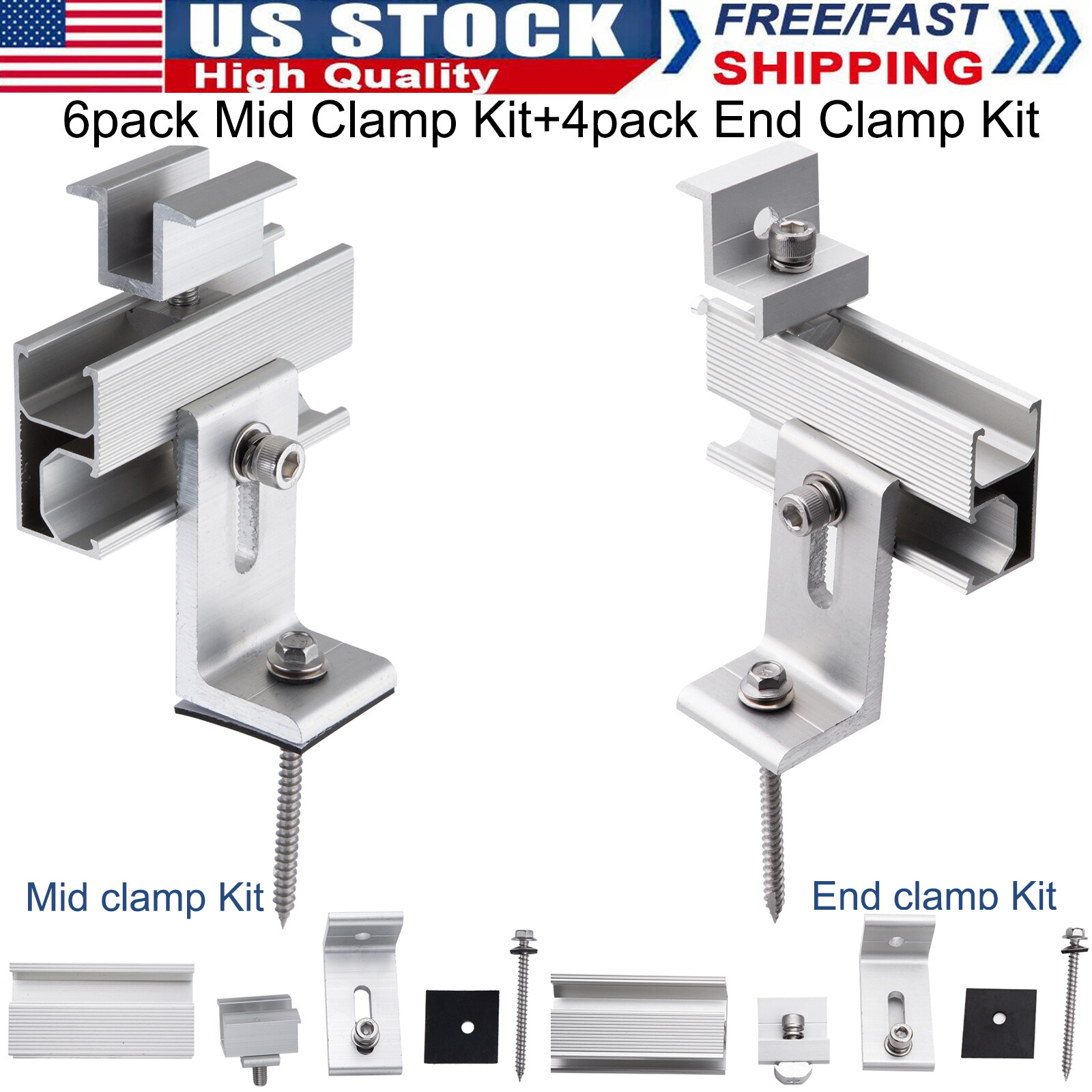 Universal Solar Panel Roof Mount Brackets Kit for 1-4 Pcs Solar Panels Mounting