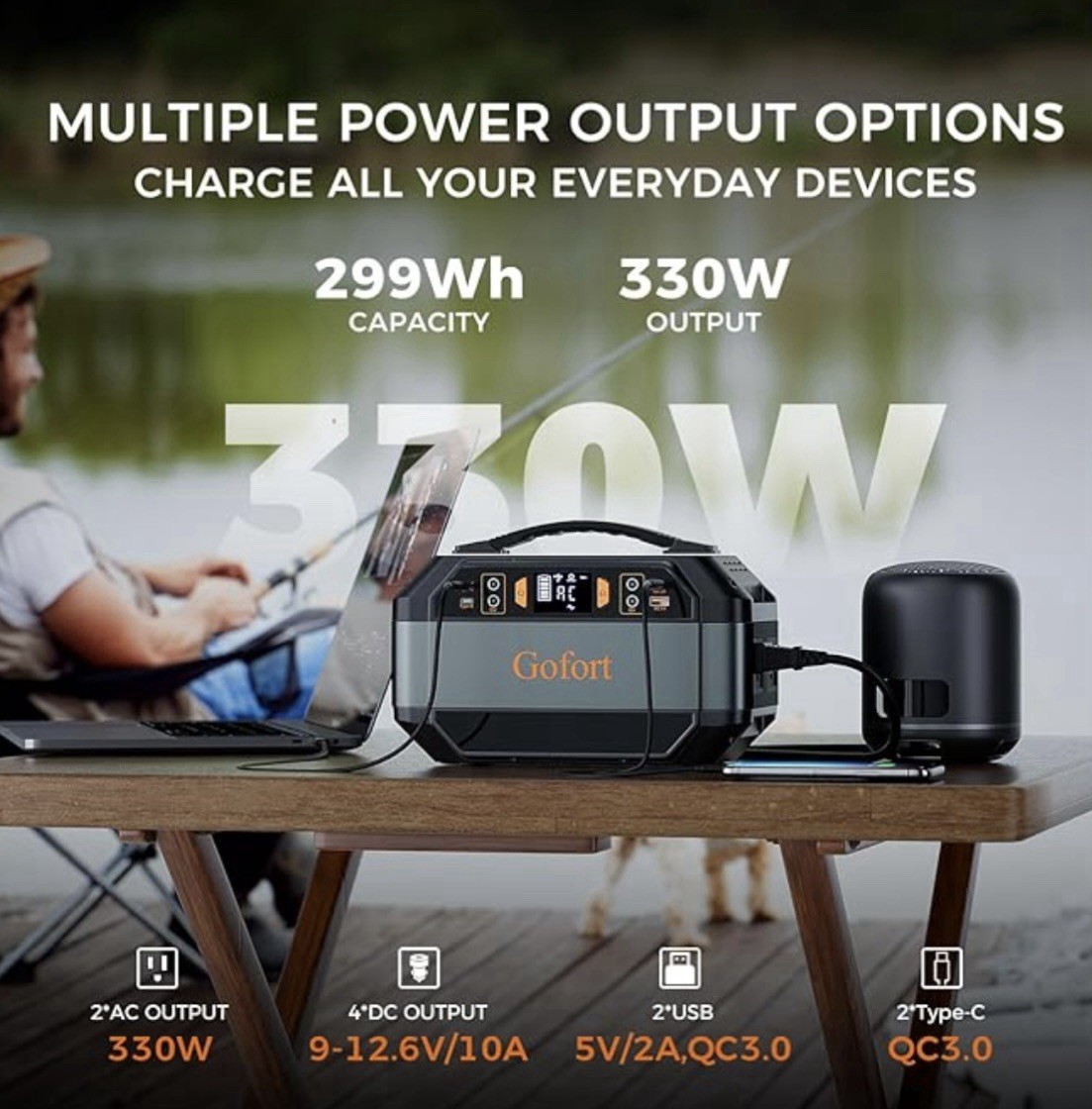 Gofort Portable Power Station 299Wh Plus 60 Watt Gofort Portable Solar Panel