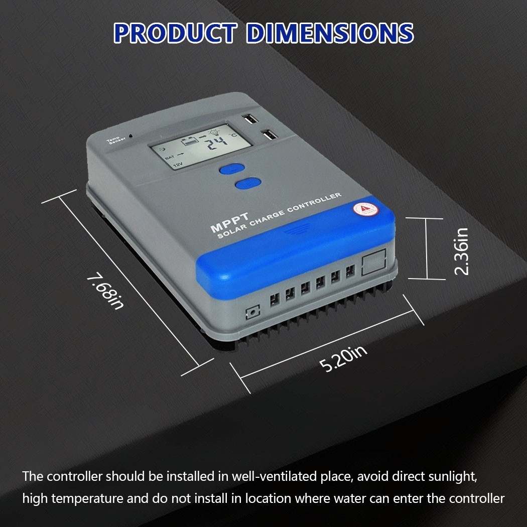 1040W 40A MPPT Solar Charge Controller 12V 24V Battery Regulator LCD MAX PV 75V