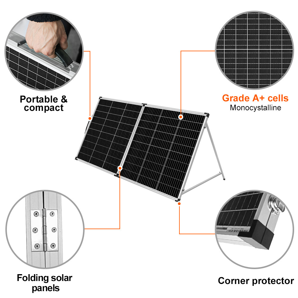 Dokio 100W 160W 200W 12V Suitcase Portable Solar Panel Kit For RV Boat Camping