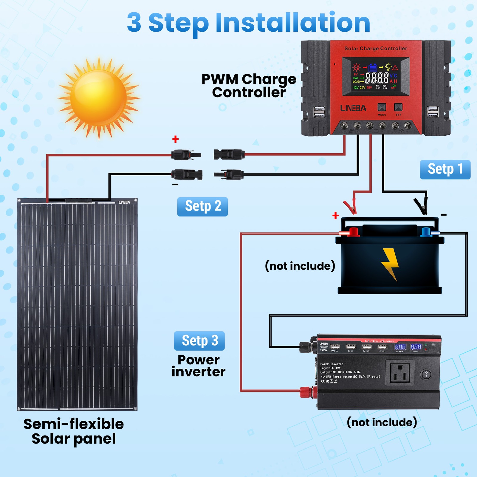 Mono Flexible Solar Panel 4 x 100 Watt 12V Power Camping Home RV Battery Charge