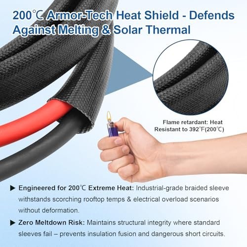 10AWG Solar Panel Extension Cord 3FT – Waterproof PV Wire with Flame Retardant S