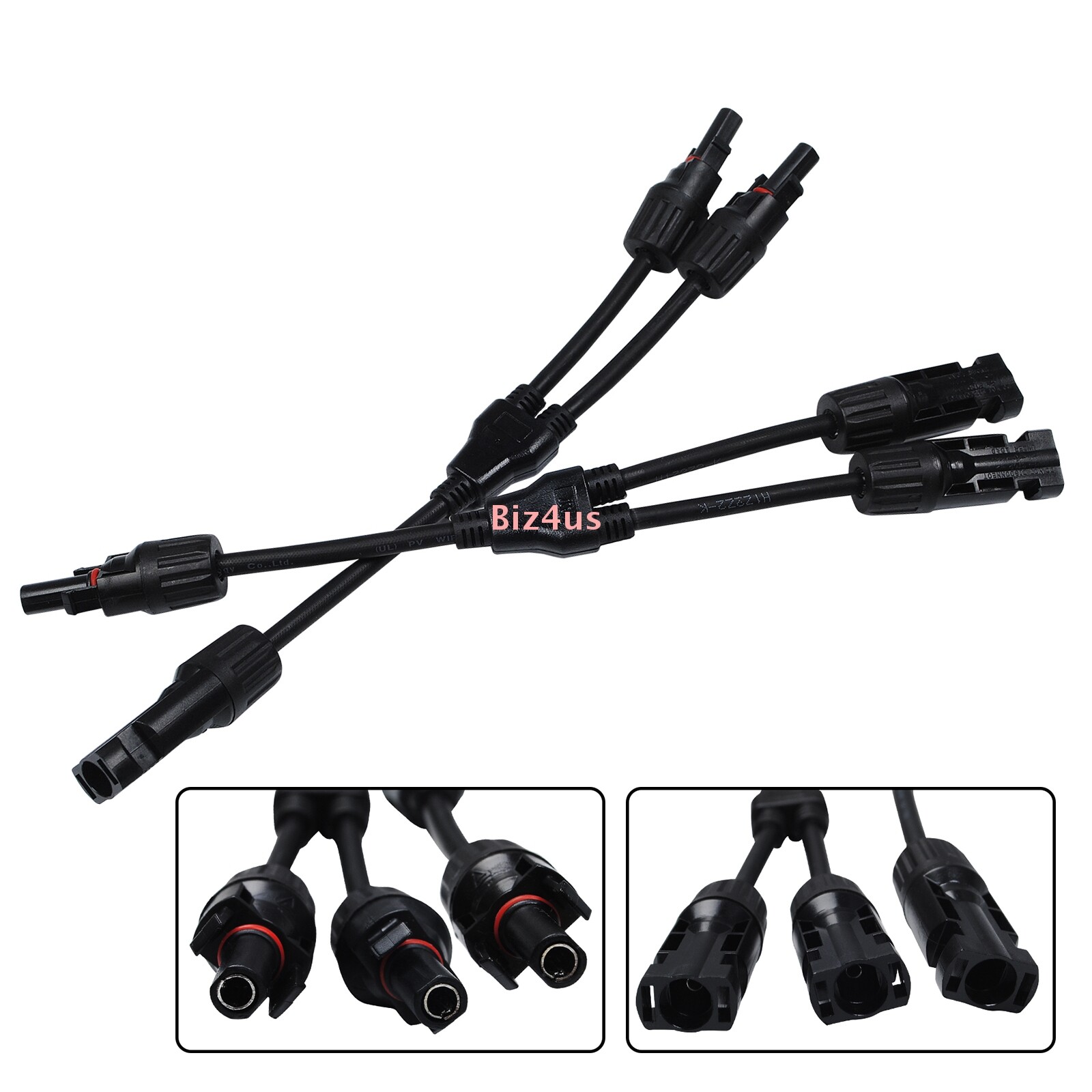 1Pair Solar Cable Splitter Waterproof IP67 2Y Branch Solar Panel Cable Connector
