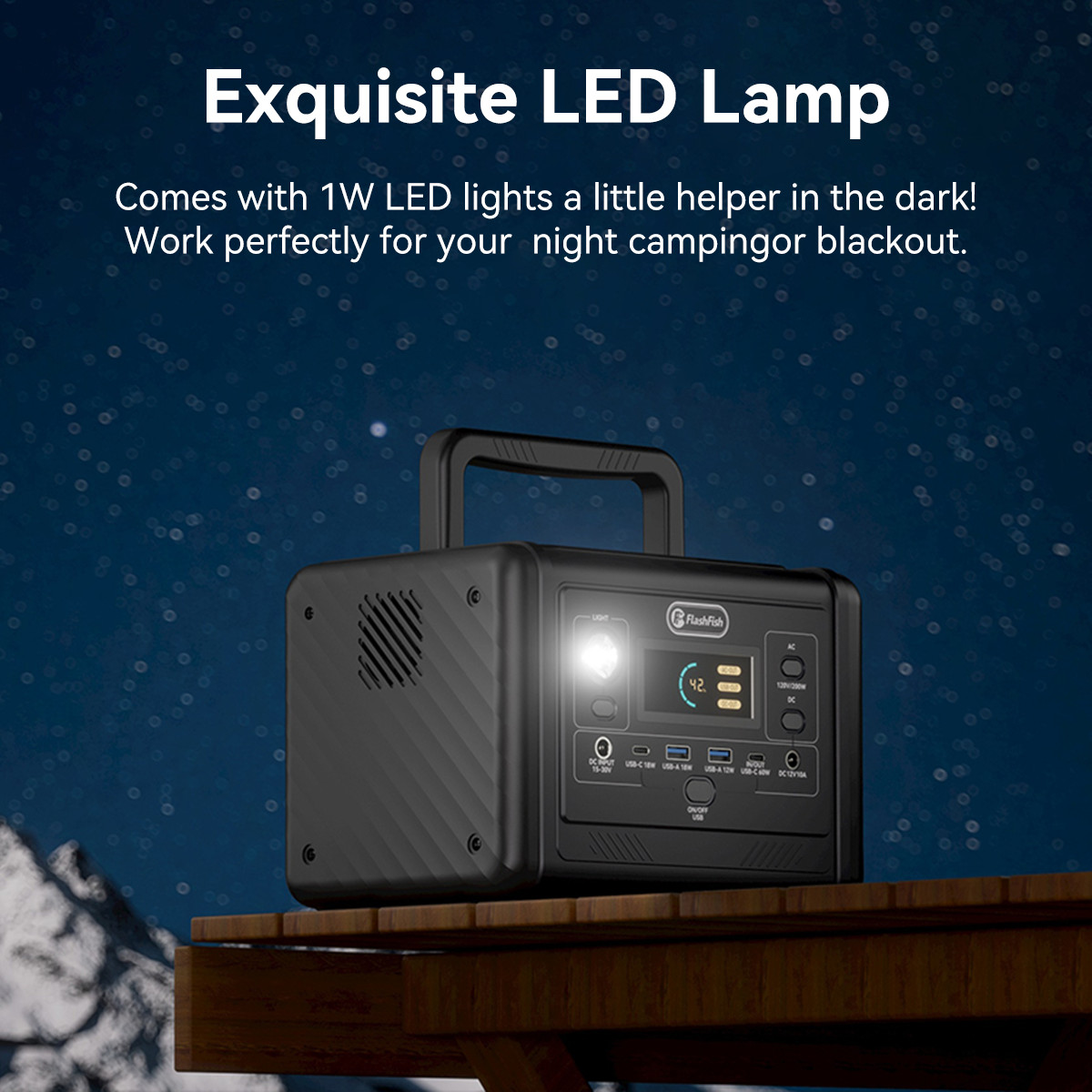 Flashfish T200 Solar Power Station Lifepo4 153.6Wh 200W Optional Solar Panel 18V
