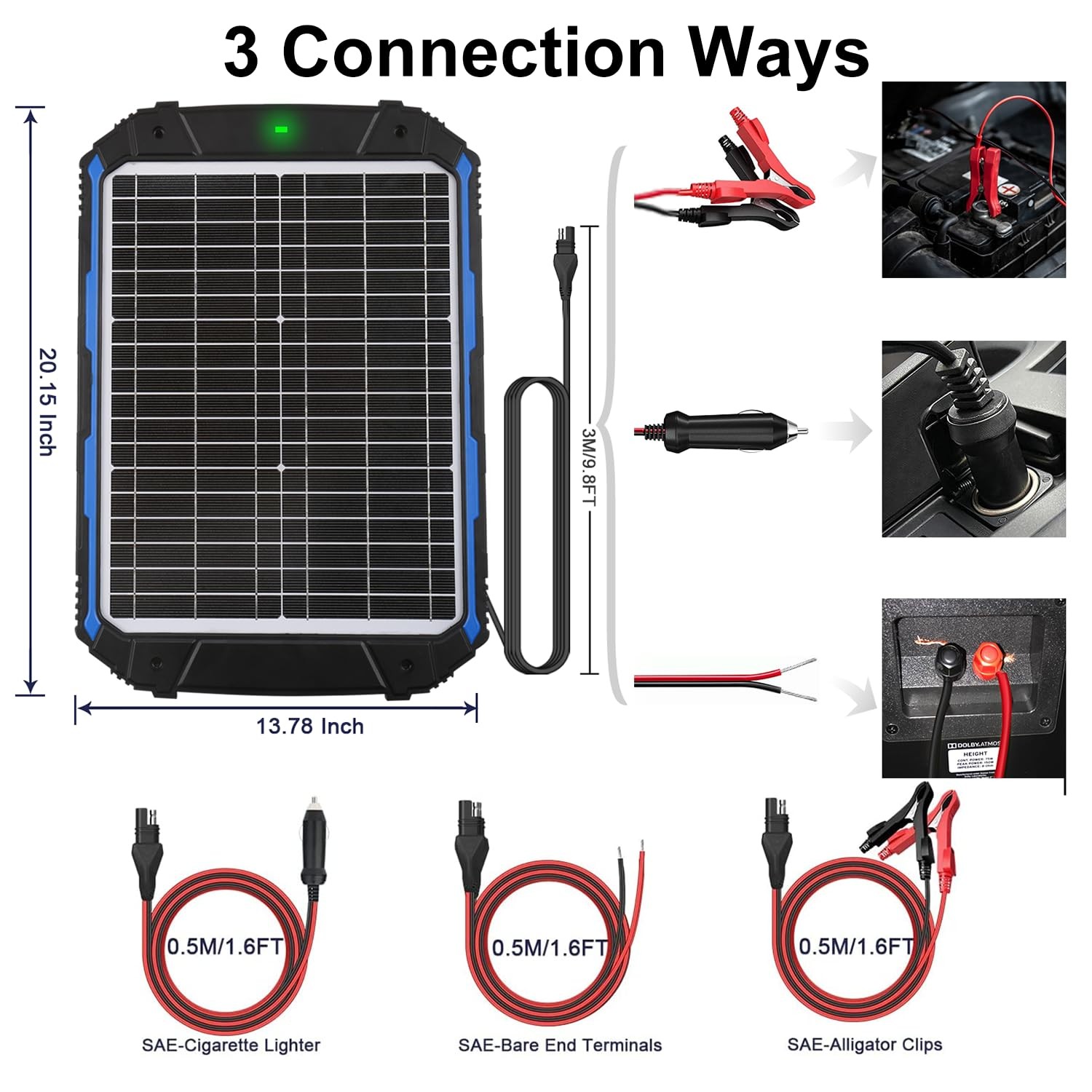 20W 12V Solar Battery Trickle Charger & Maintainer PRO, Built-in Intelligent …