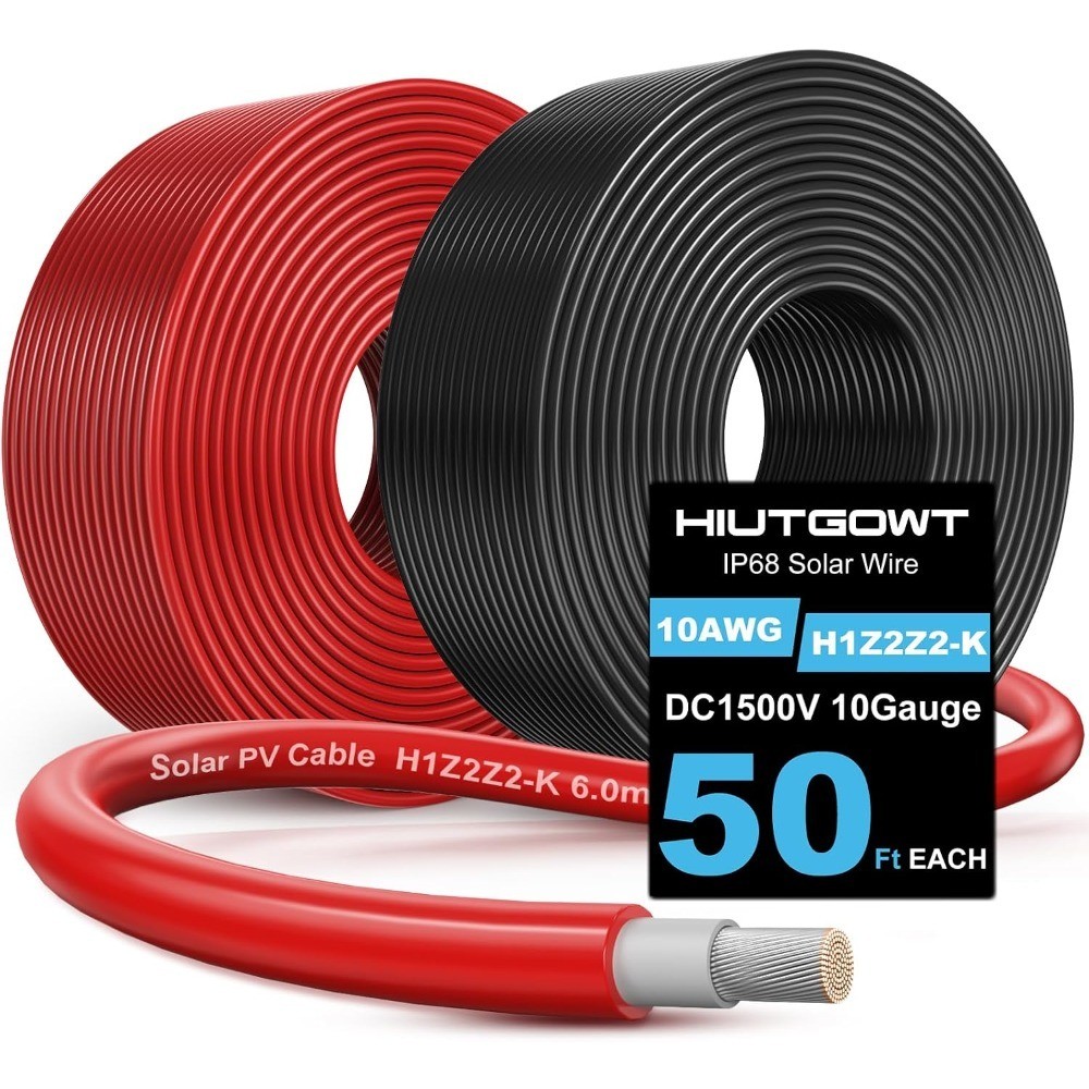 10 Gauge Solar Panel Extension Cable 50 Feet Tinned Copper PV Wire for Home RV