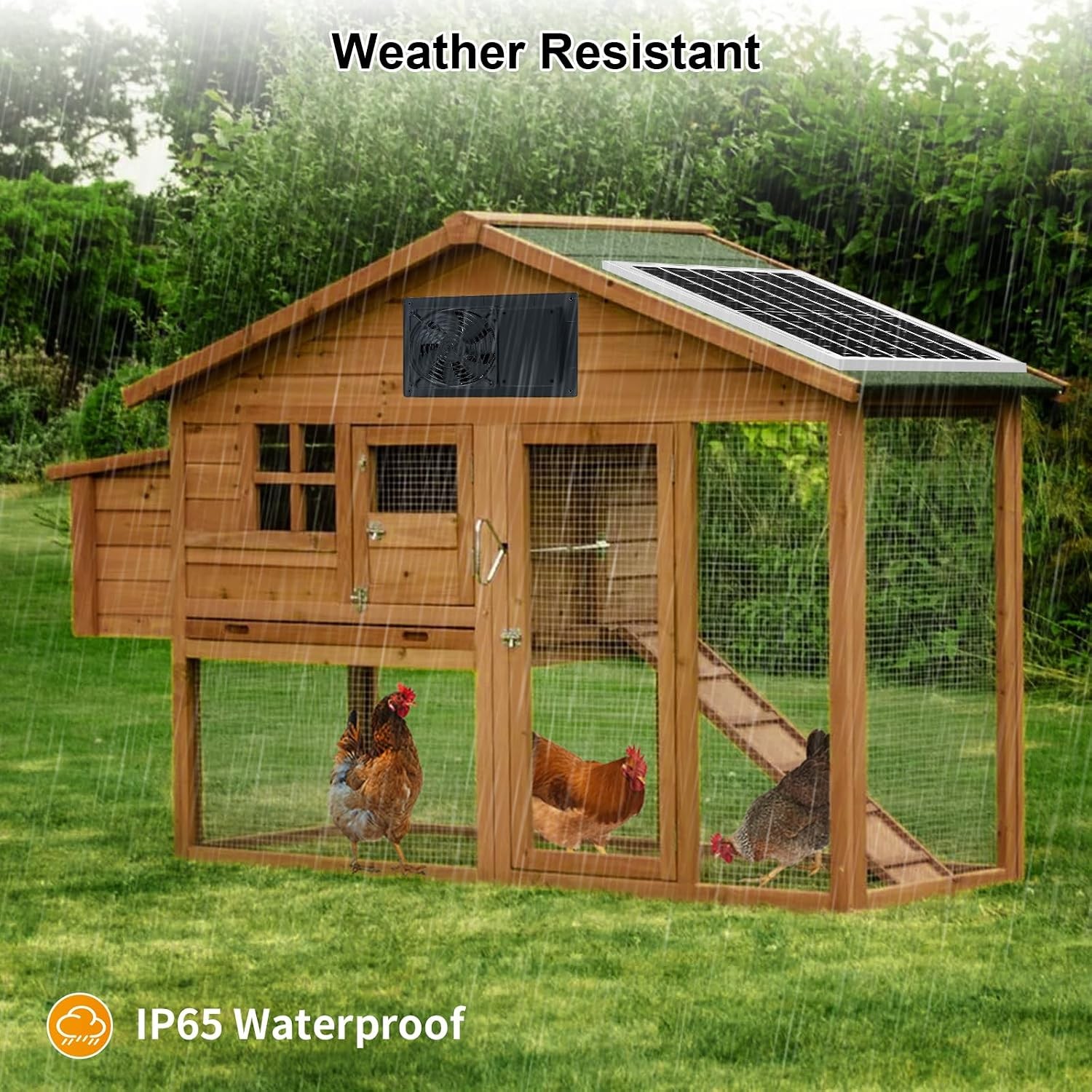 Solar Exhaust Fan W/ Battery & 3H/6H Timer High Speed IP65 Waterproof Solar