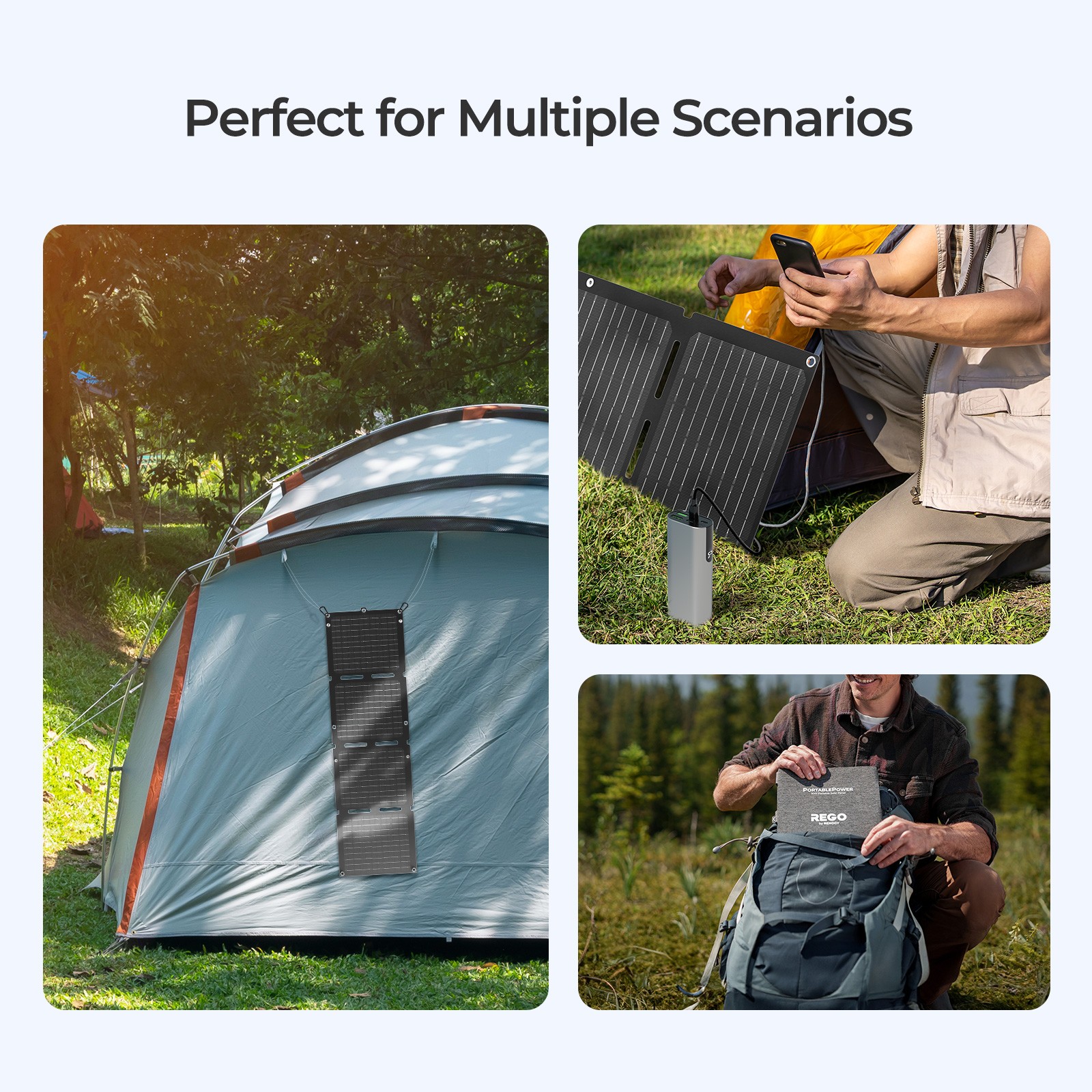 Renogy 30W Portable Solar Panel Charger Fast Charging For iPhone Laptop IP67