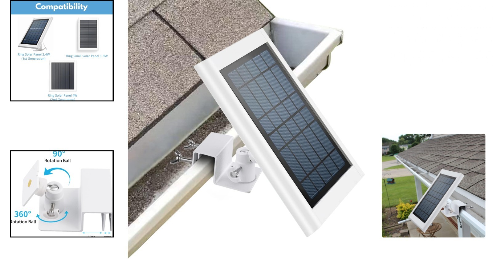 Gutter Mount Aluminum Adjustable Weatherproof Bracket for Ring Solar Panel