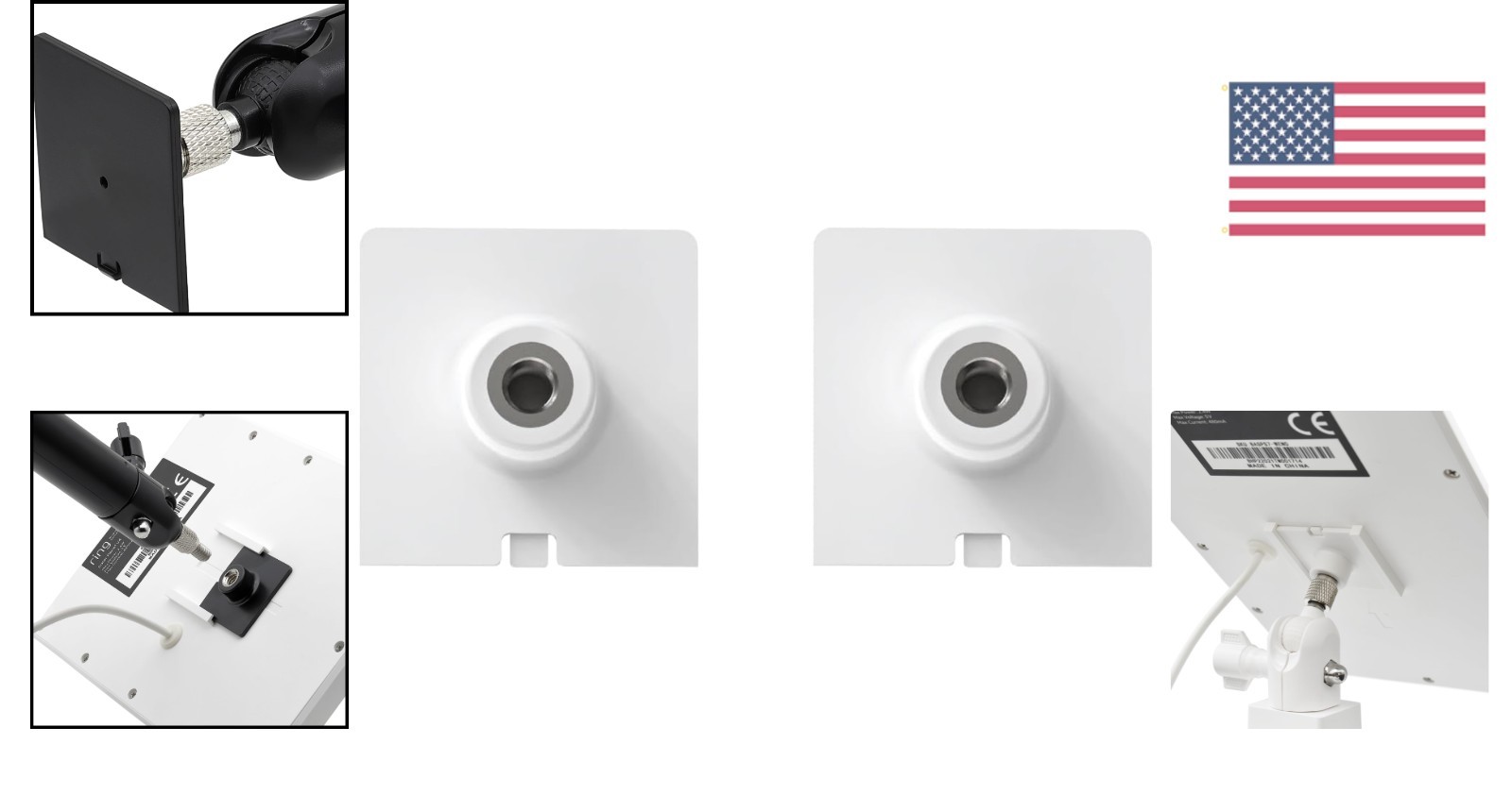 Secure 1/4 Inch Threaded Mount Adapters for Ring Solar Panels – White, 2 Pack
