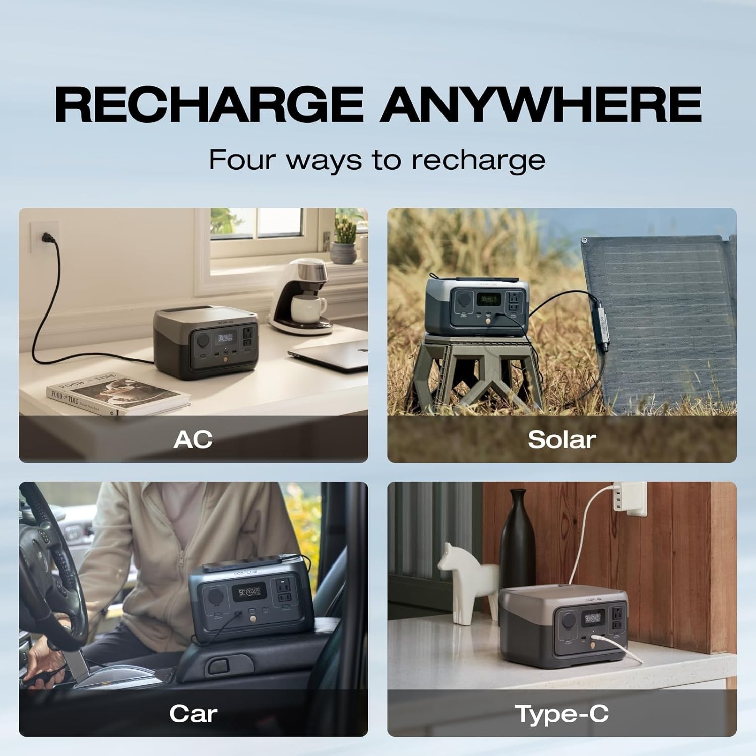 EcoFlow RIVER 2 Portable Power Station – 1 Hour AC Recharge