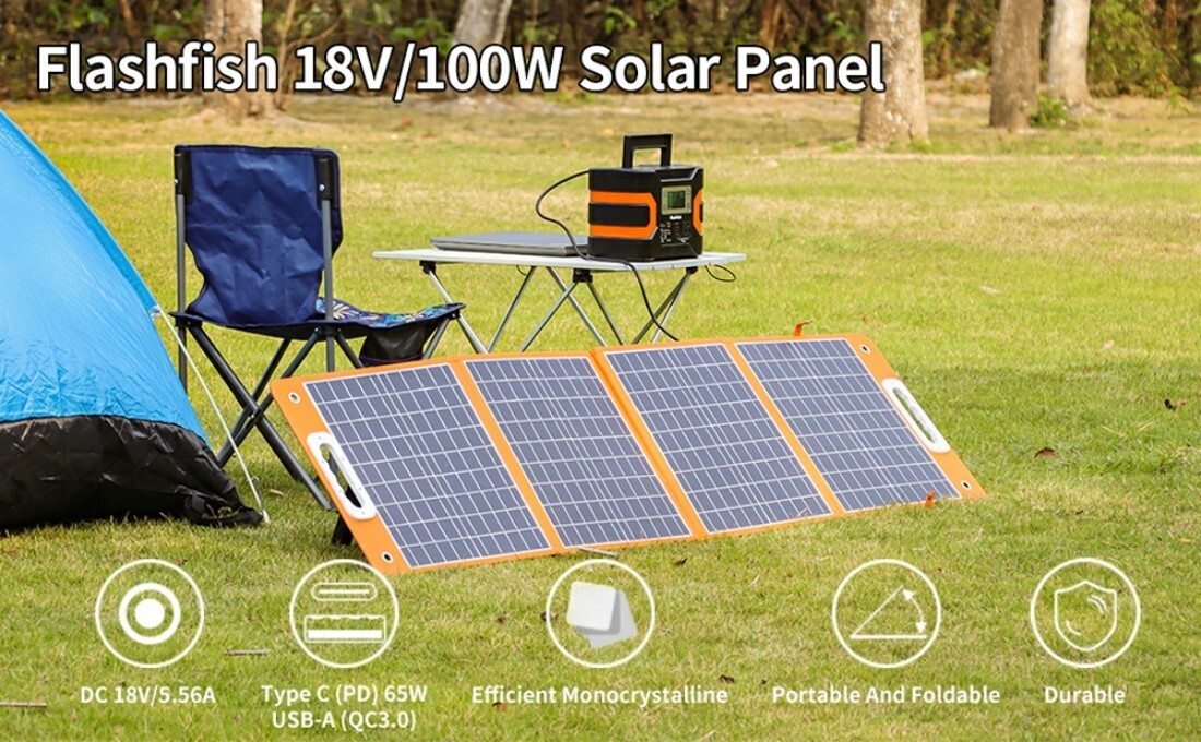 Foldable Solar Panel 100W Portable Charger for Power Station/Phone/Camping/RV