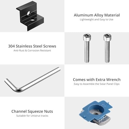 10Pcs Solar Panels Mid Clamps for Unistrut Aluminium Panel Brackets 30Mm/35Mm
