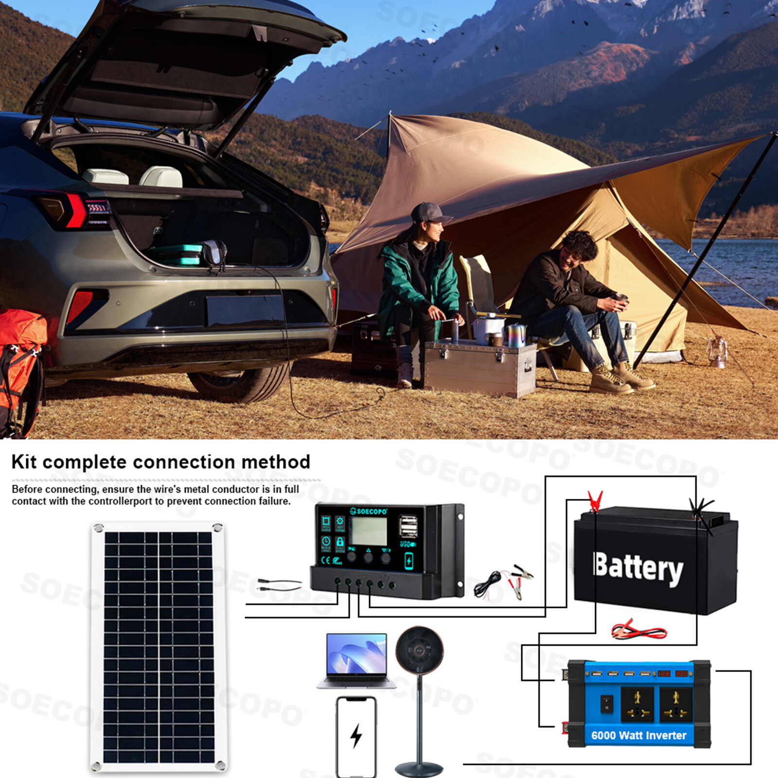 6000W 100A 110V Solar Panel Kit Complete Solar Power Generator Home Grid Syste26