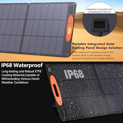 N-Type 16BB 220W Portable Solar Panel for EF/Jackery/Bluetti/Anker 220 Orange