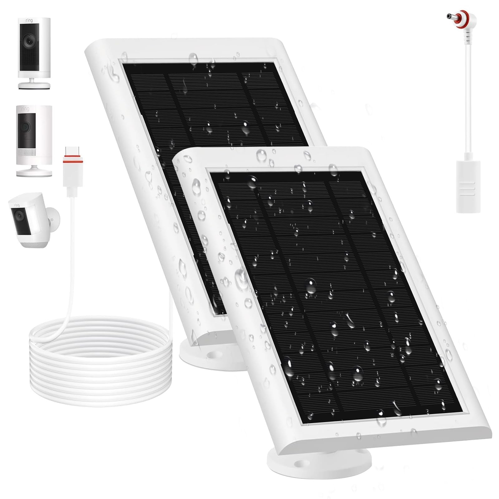 Solar Panel for Ring Camera(2nd Generation), 2 Pack 5W Solar Panel with 10FT/3M