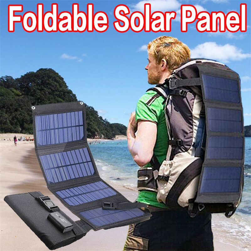 80W Folding Solar Panel Kit Power Bank Phone Charger/Camping Solar Bulb Outdoor