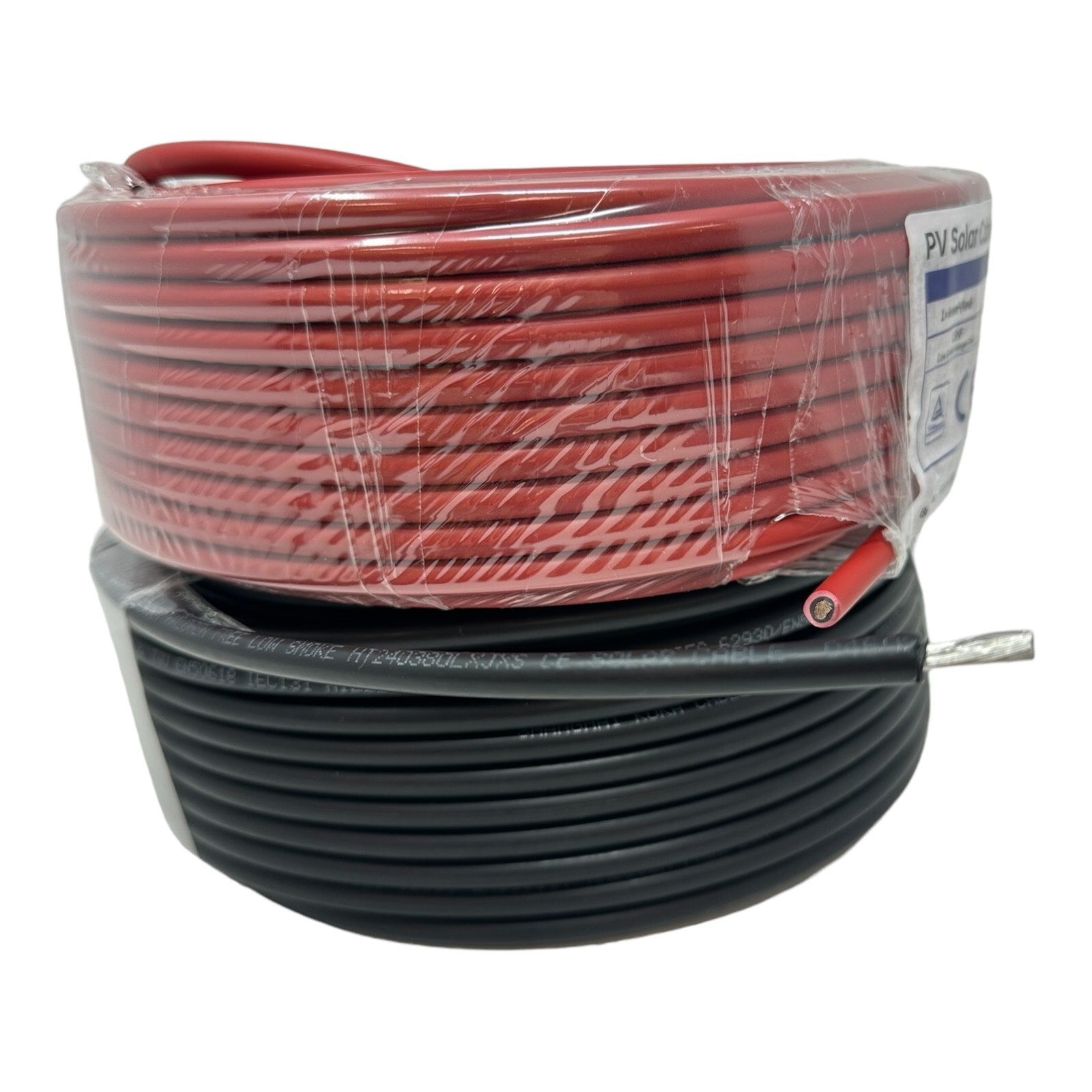 2x 25meter Drum Red and Black Solar Panel PV Cable Wire 6mm² 2 Pairs Connectors