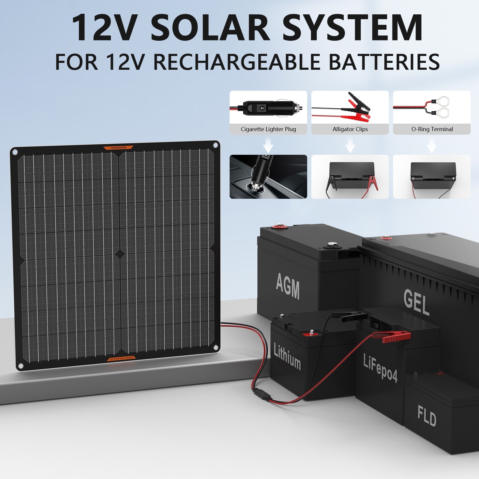10 20 30 watt Solar Panel Charger Car Battery Solar Charger 12V Trickle Charger