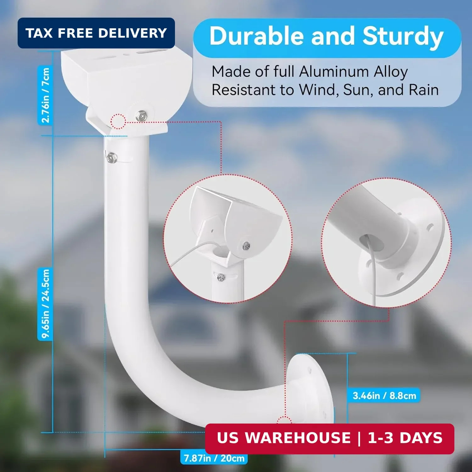 Universal 2 Pack Solar Panel Wall Mount Bracket – 30cm L-Shape Mount with Adjust