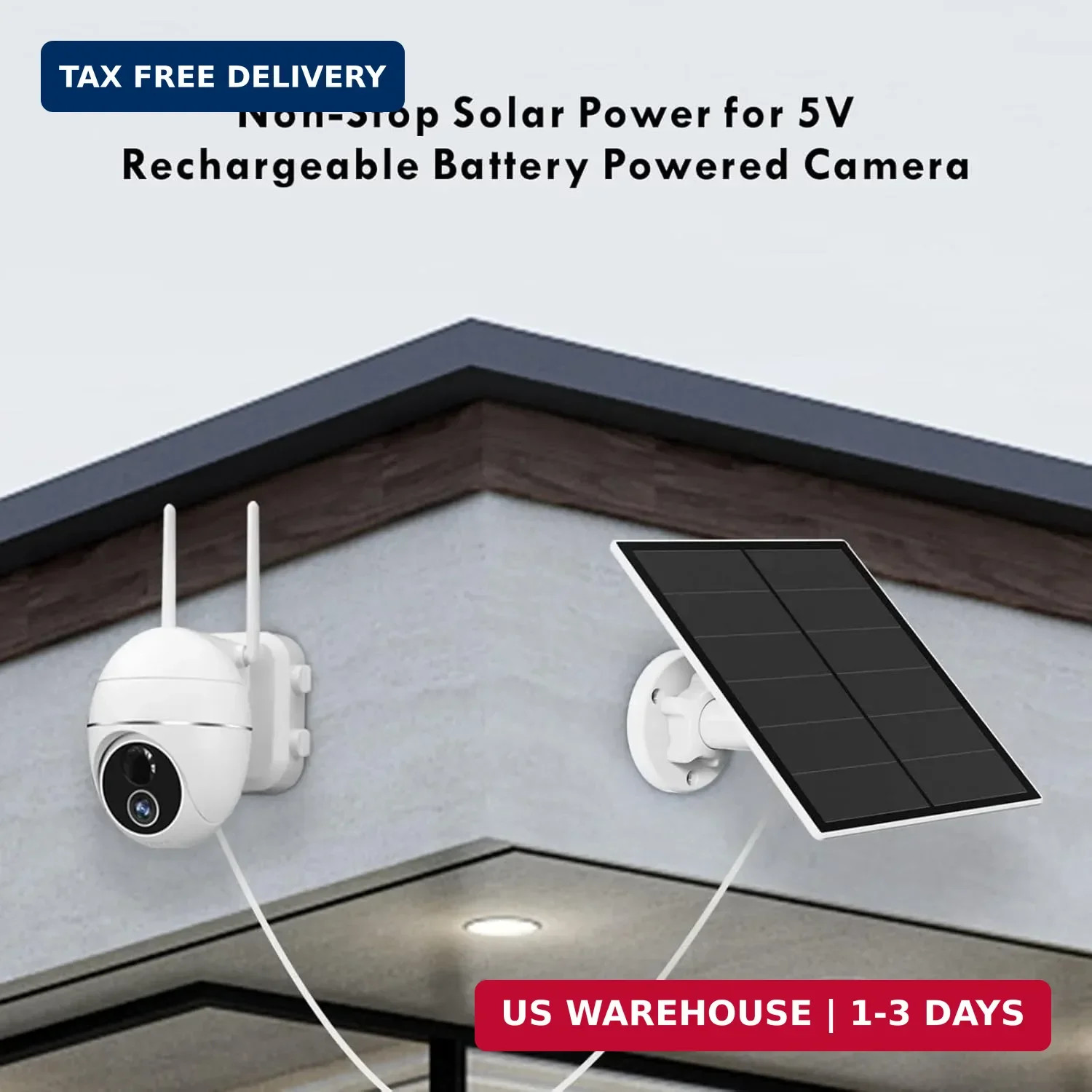 5W Solar Panel for Security Camera Outdoor, 5V USB Solar Panel Charger Compatibl