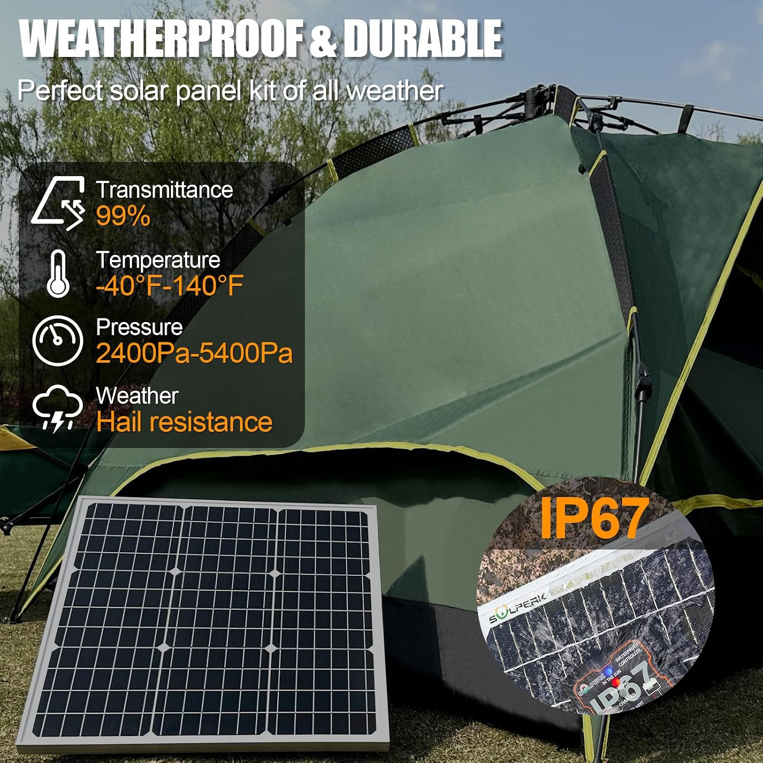 Solar Panel Kit 50W 12V, Waterproof Solar Battery Trickle Charger Maintainer + S