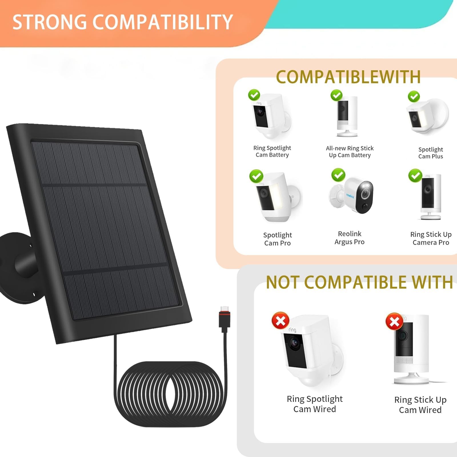 3 Pack – Solar Panel for Security Camera Spotlight Cam Plus/Pro(Battery) Stic…