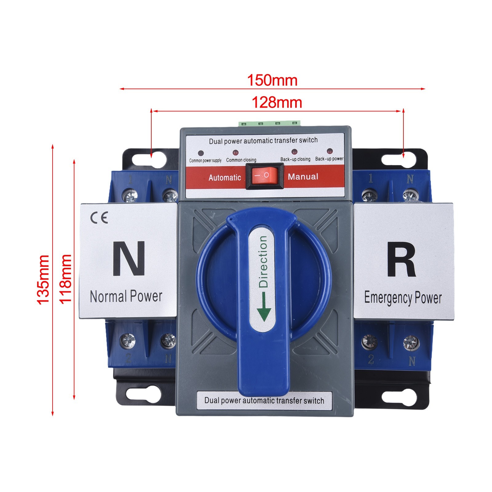 Blue Dual Power Auto Changeover Switch Generator Transfer Switch 63A 2P