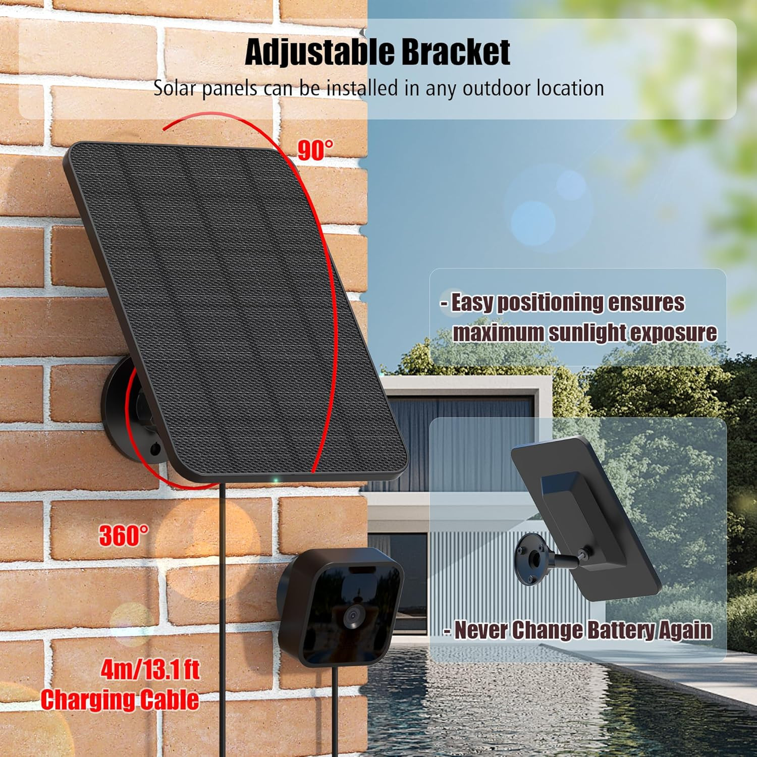 4 Pack Solar Panel for Blink Outdoor 2K+/4(4Th Gen)/Outdoor(3Rd Gen) XT3 and XT2