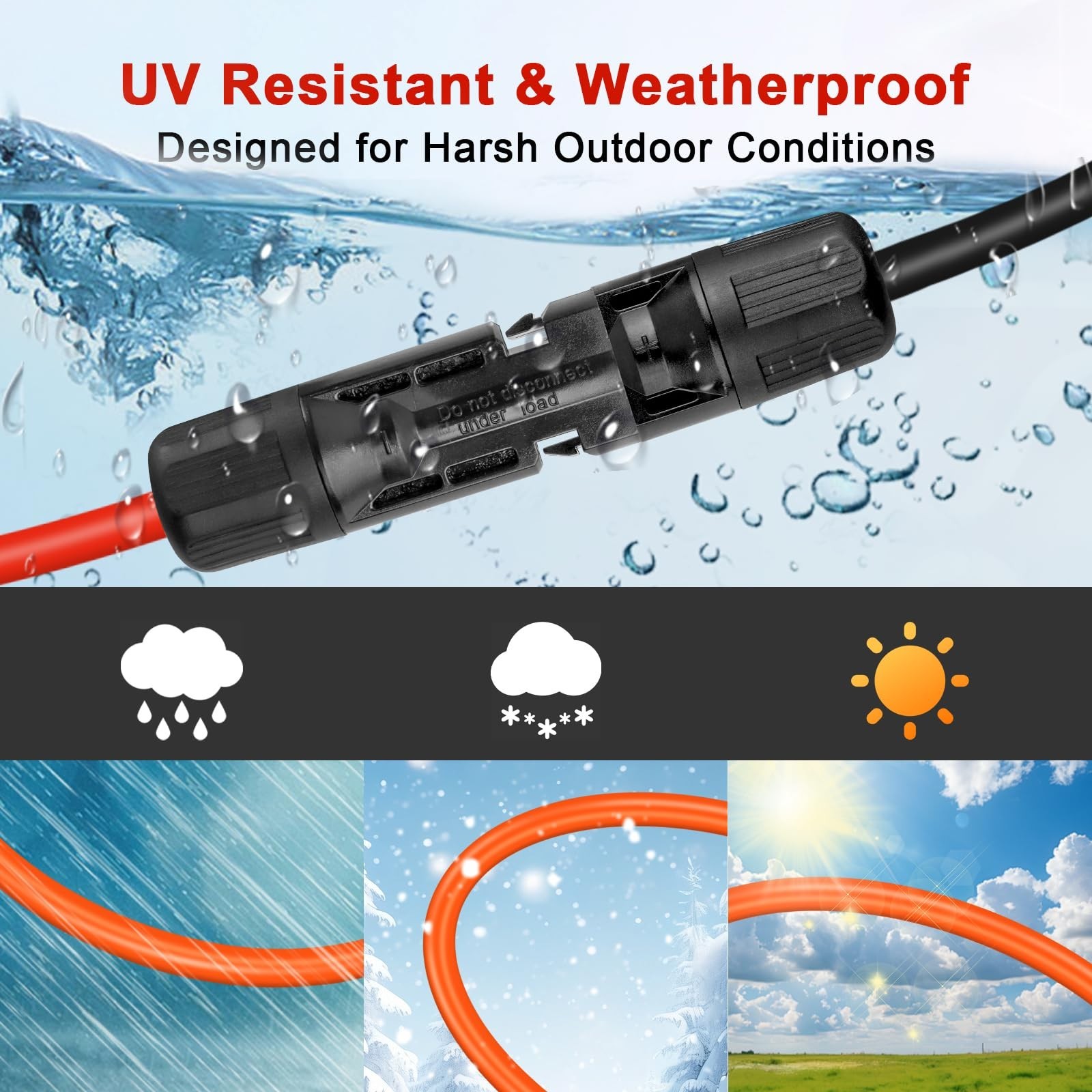 25FT Solar Extension Cable, 14AWG Tinned Copper, Heavy Duty Power Cord for RV, G