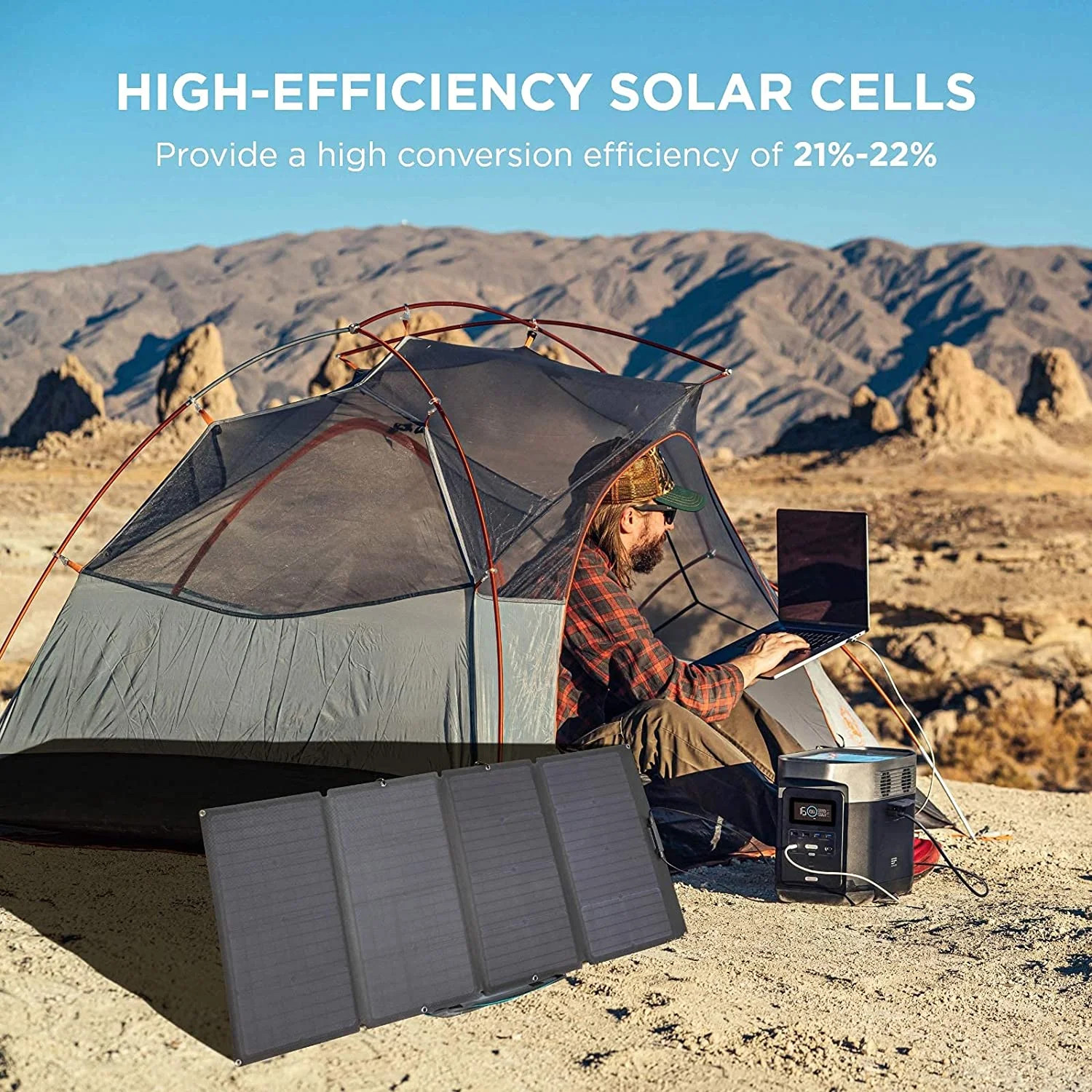 160W Portable Solar Panel for Power Station, Foldable Solar Charger with Adjusta