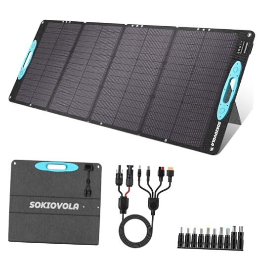 160W 18V Portable Solar Panels for Power Station,25% High Conversion BLUE-160W