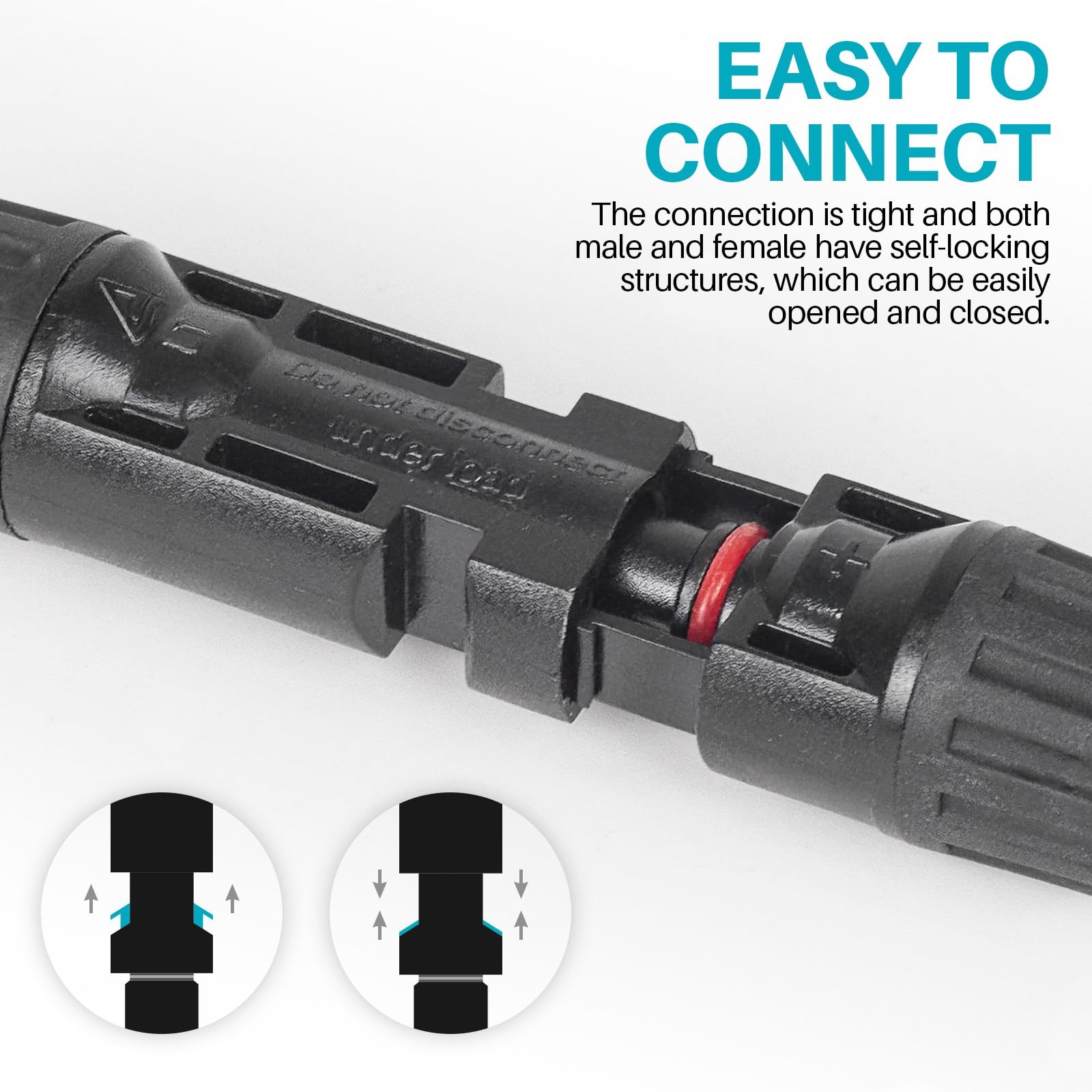 KNMIPJD 6-in-1 Solar Panel Connector Cable Kit, 14AWG Heavy-Duty 5FT, Black