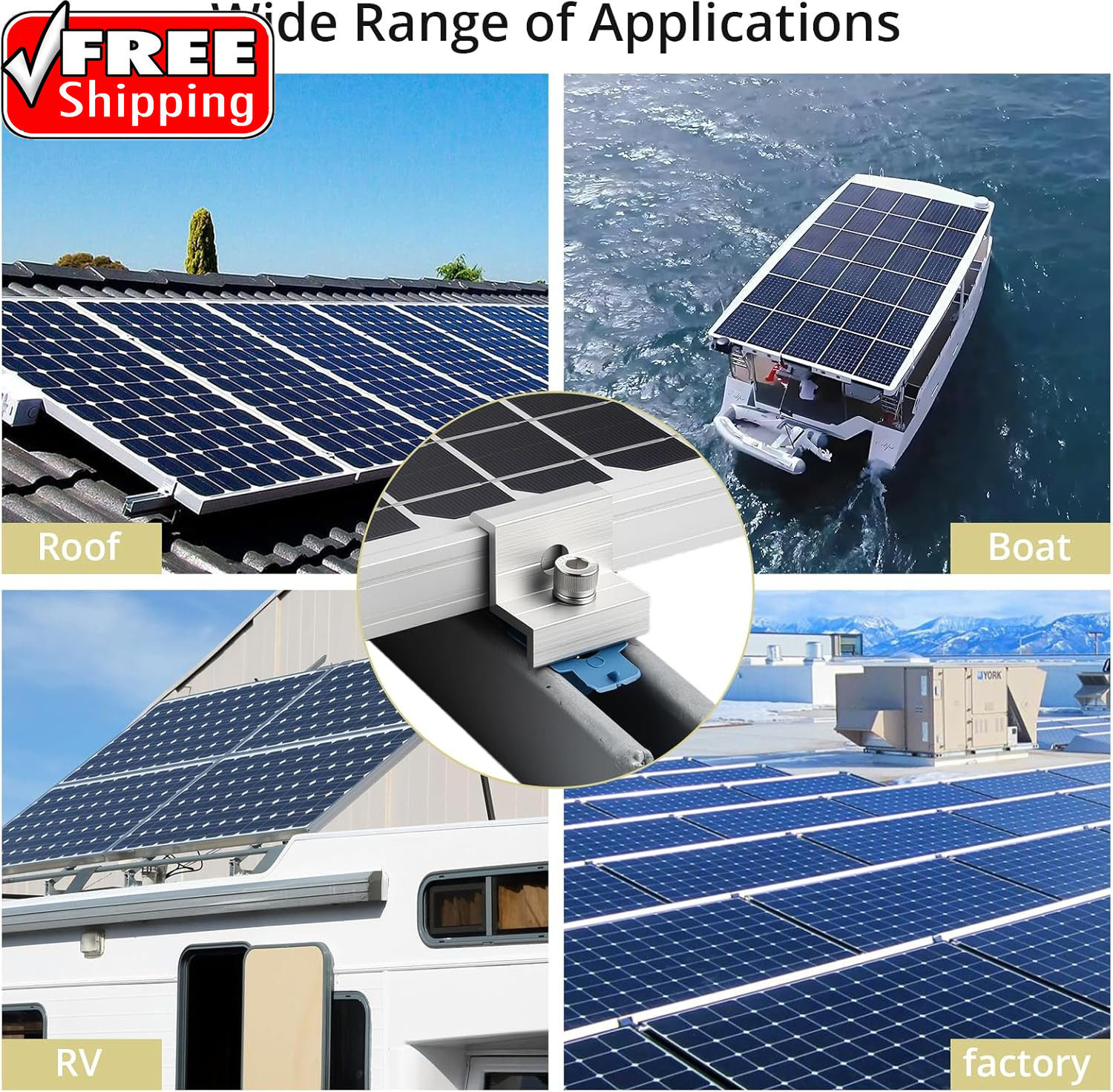10Pcs Solar Panel End Clamp for Standard Unistrut, Aluminum 30Mm/35Mm Solar Pane