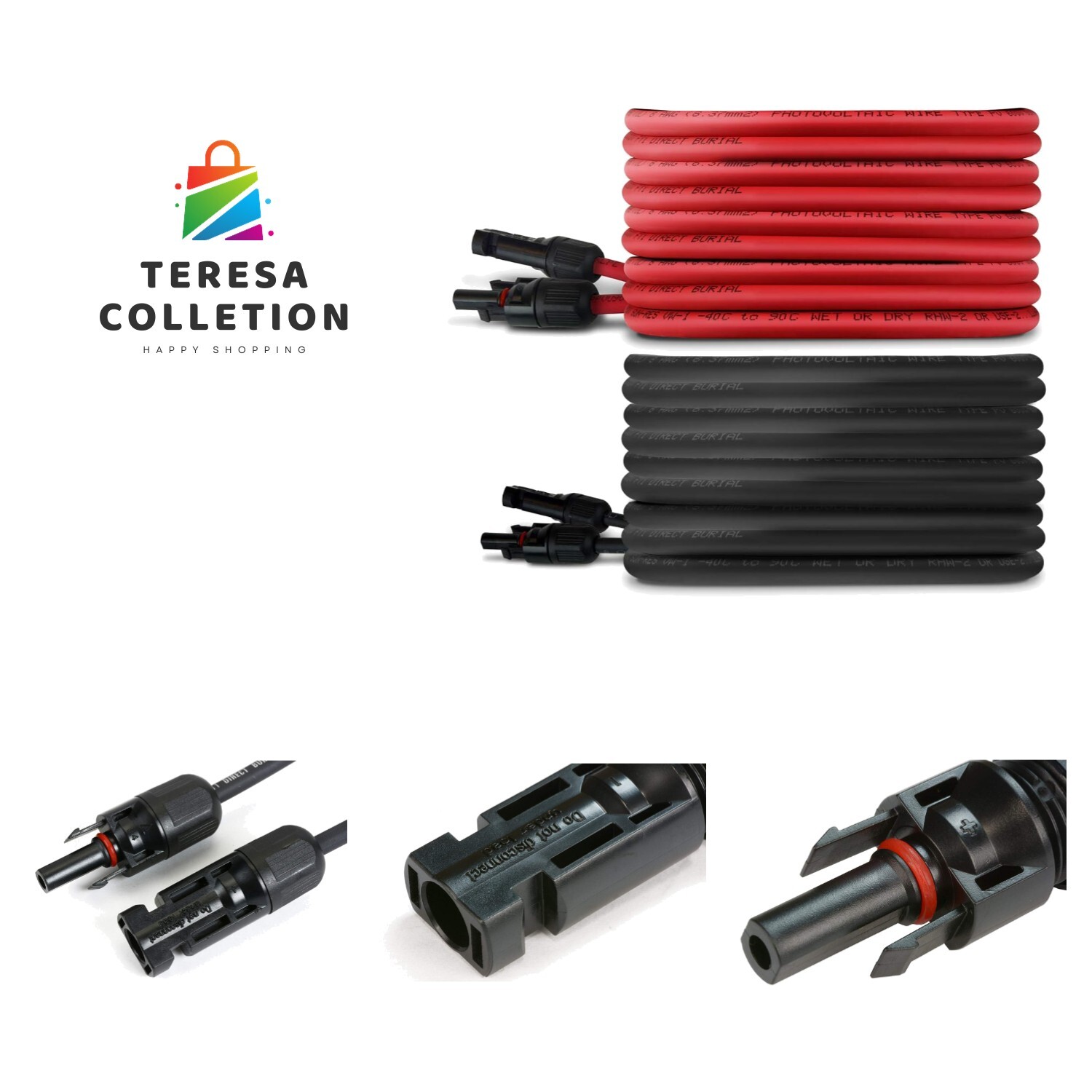8 AWG/Gauge Solar Panel Extension Cable – Made in The M/F Solar Connector En…