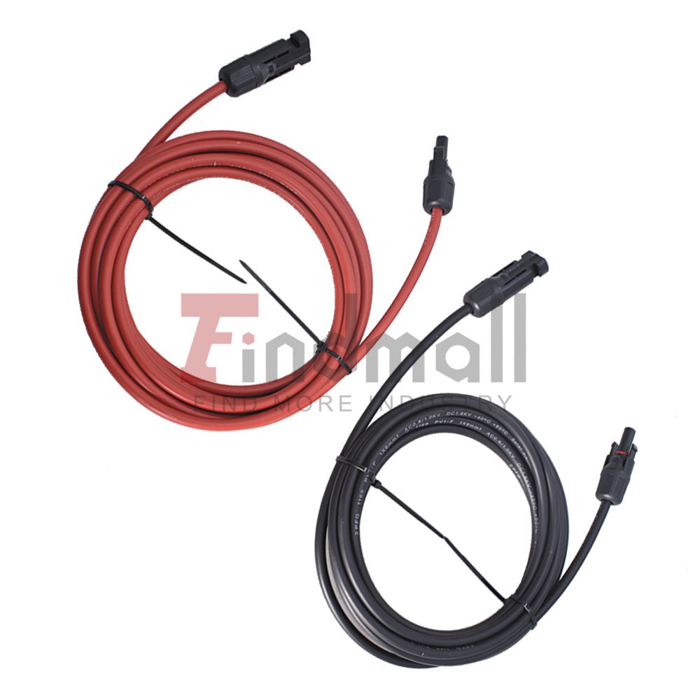 10 AWG Solar Panel Extension Cable Wire Connector 1 Pair 15FT Red + Black