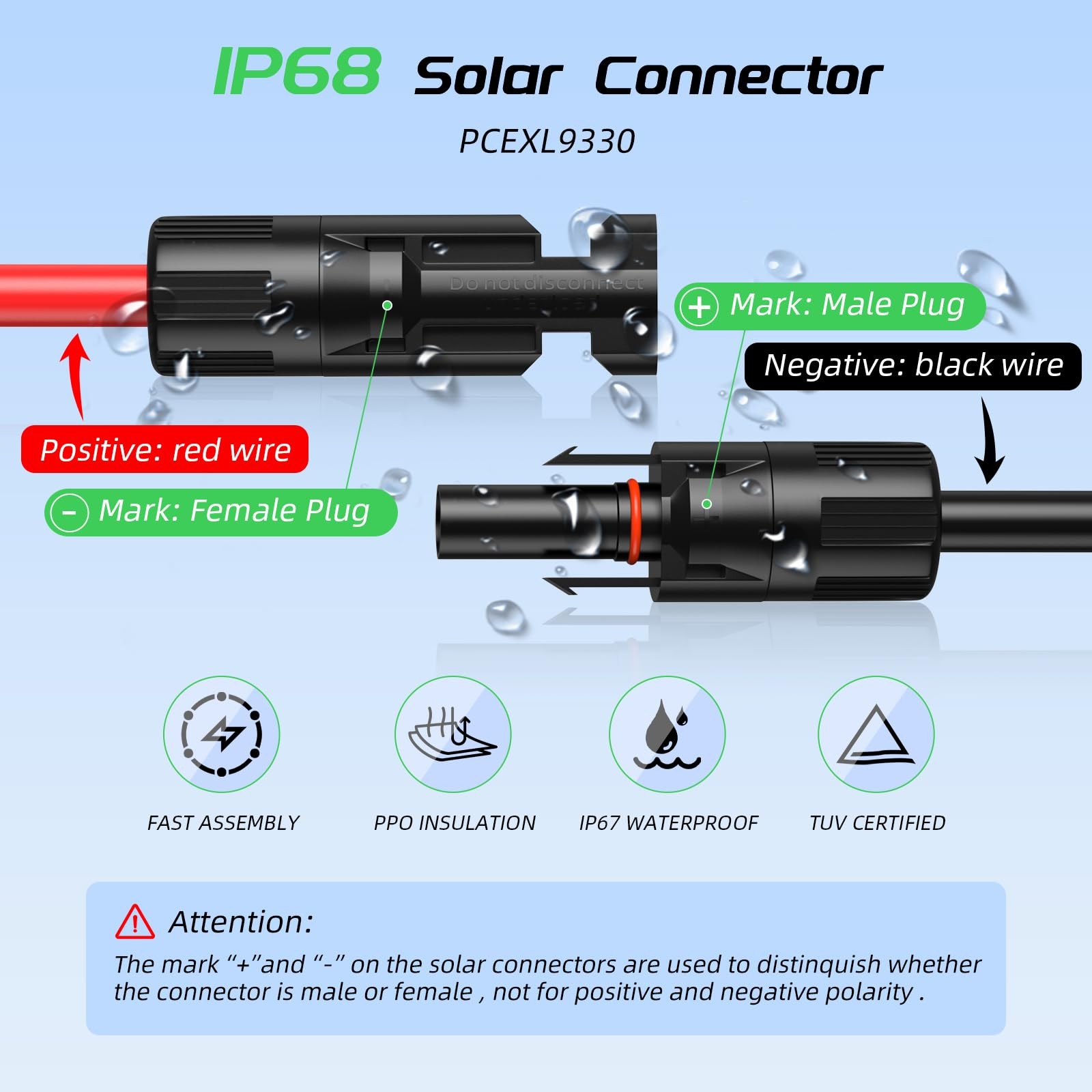 30FT 10AWG Solar Panel Extension Cable, 6mm² Solar Extension Cable Wire with …