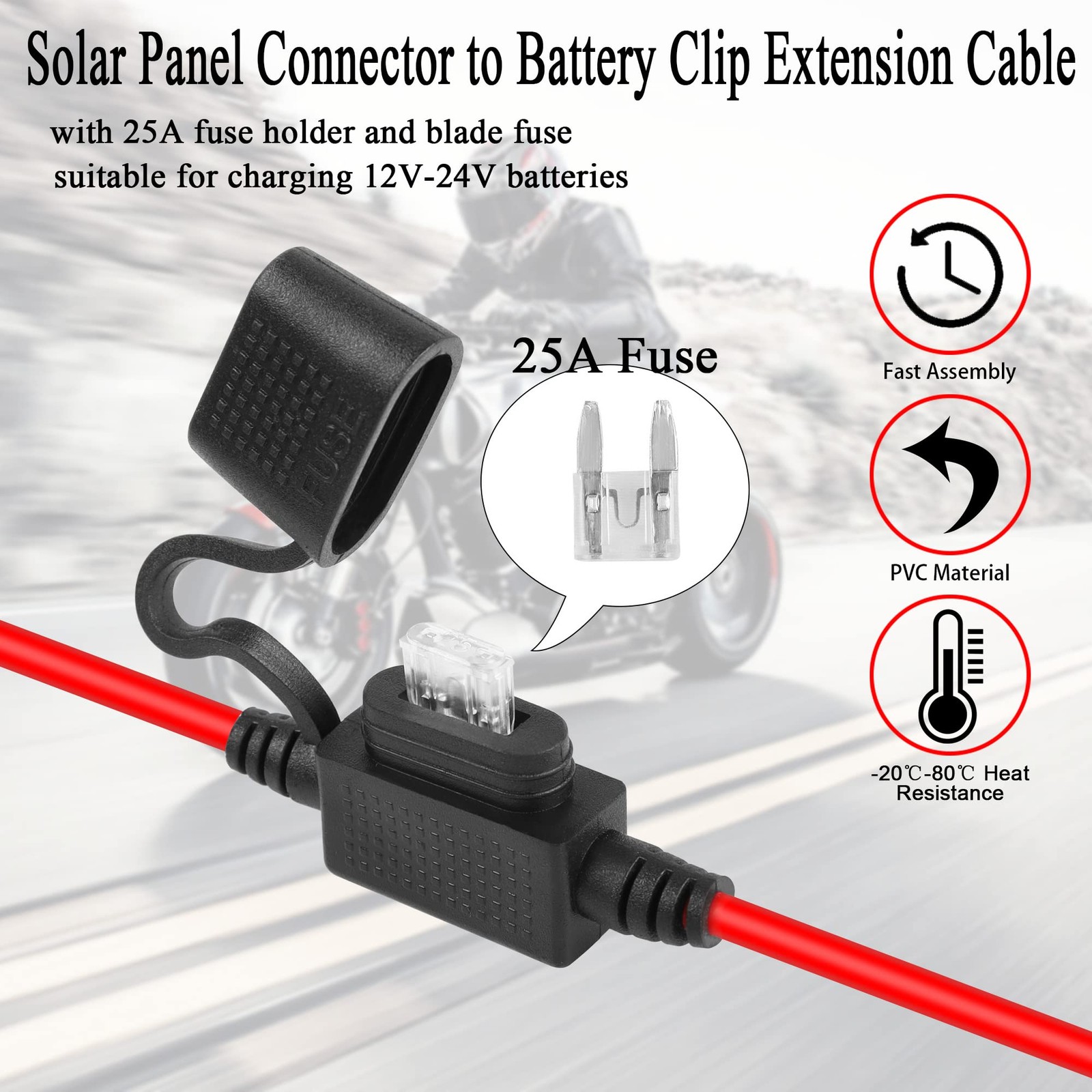 Solar Panel Connector Cable 12AWG Solar Panel Connector to Battery Clip Exten…