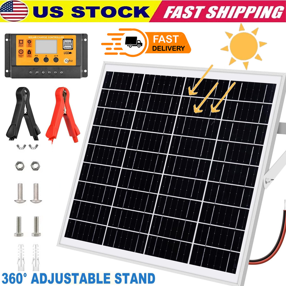 20W Solar Panel 12V Charger Battery Charger Kit Trickle Maintainer Boat Car RV