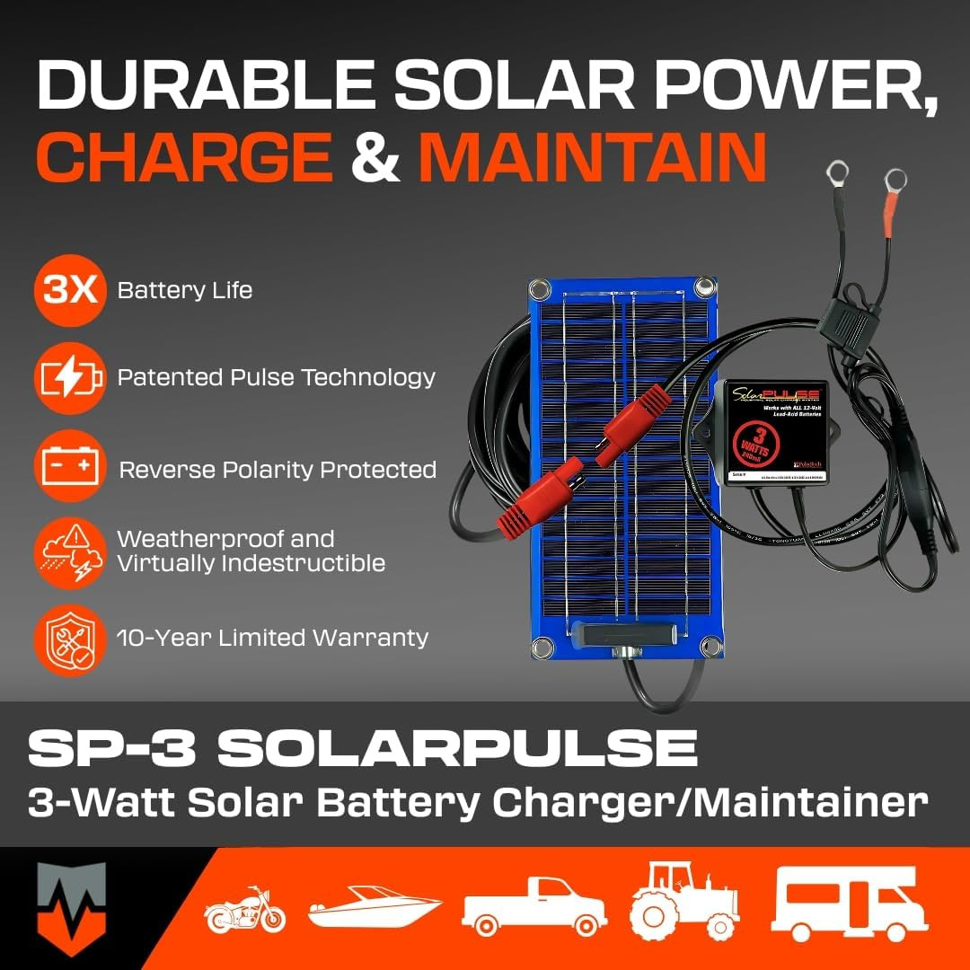 Solarpulse 3W Solar Battery Charger and Maintainer
