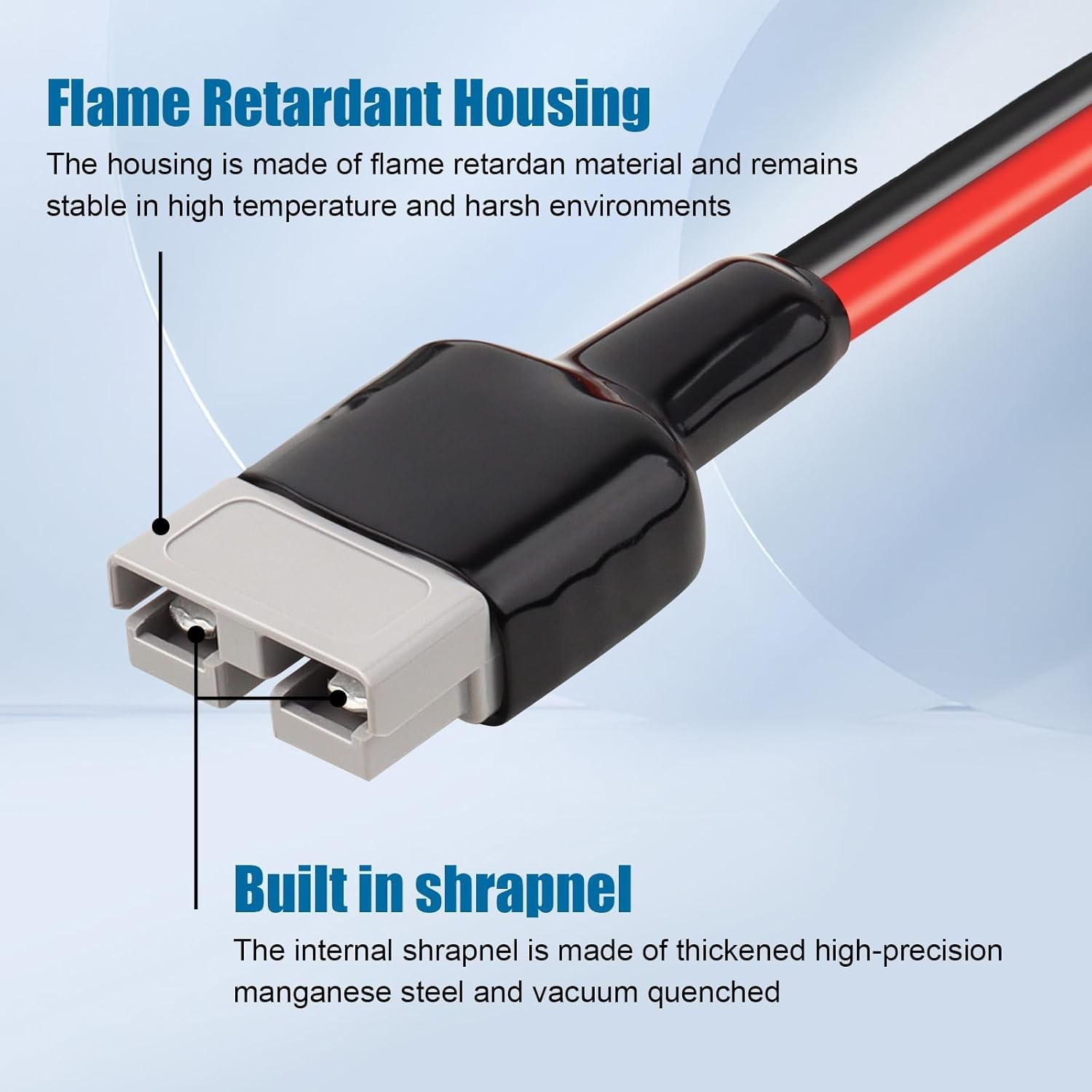 2PCS 50A Anderson Style Connector to O Ring Cable 2FT 10AWG Battery Quick Connec