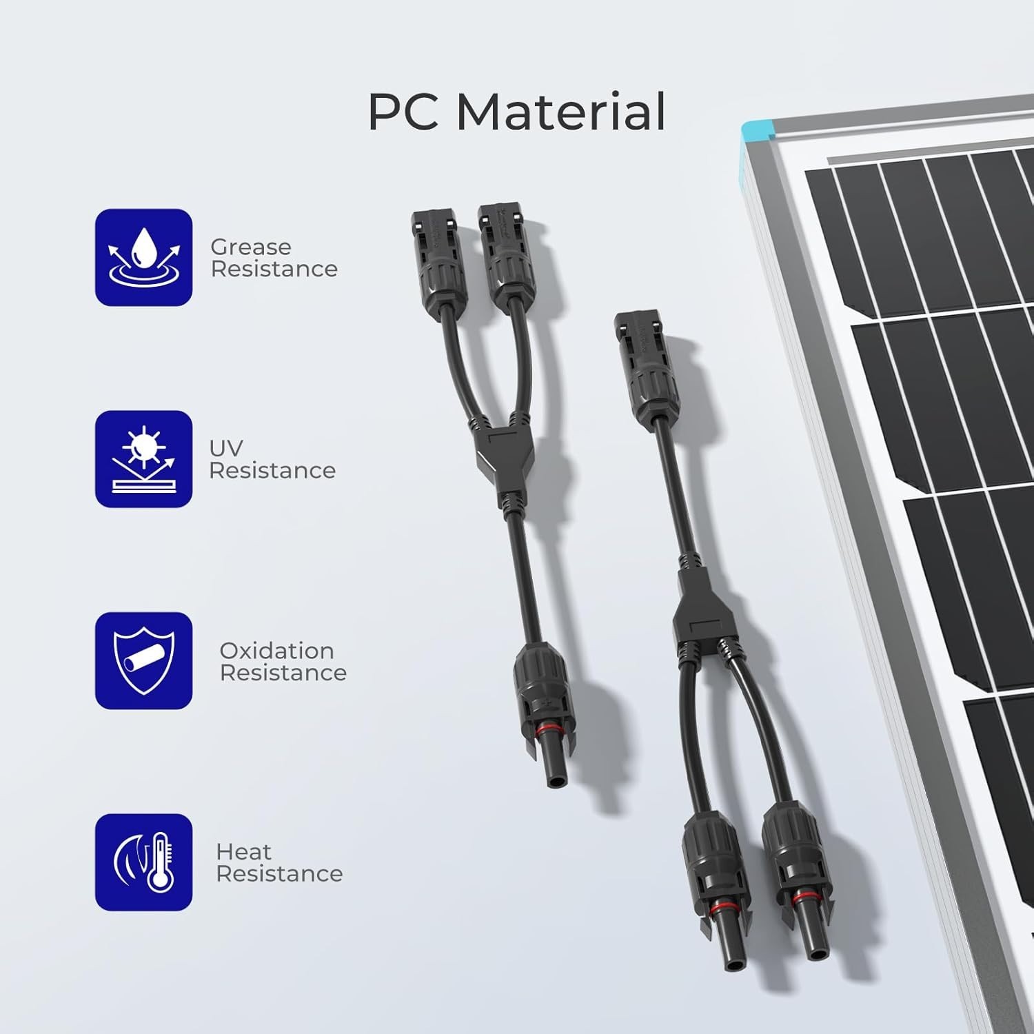 Solar Connectors Parallel Y Branch,MMF+FFM 1 Pair Solar Panel Wire for Solar …